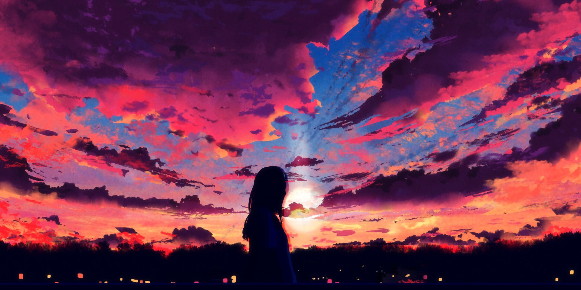 Anime Sunset Wallpapers K Hd Anime Sunset Backgrounds On Wallpaperbat