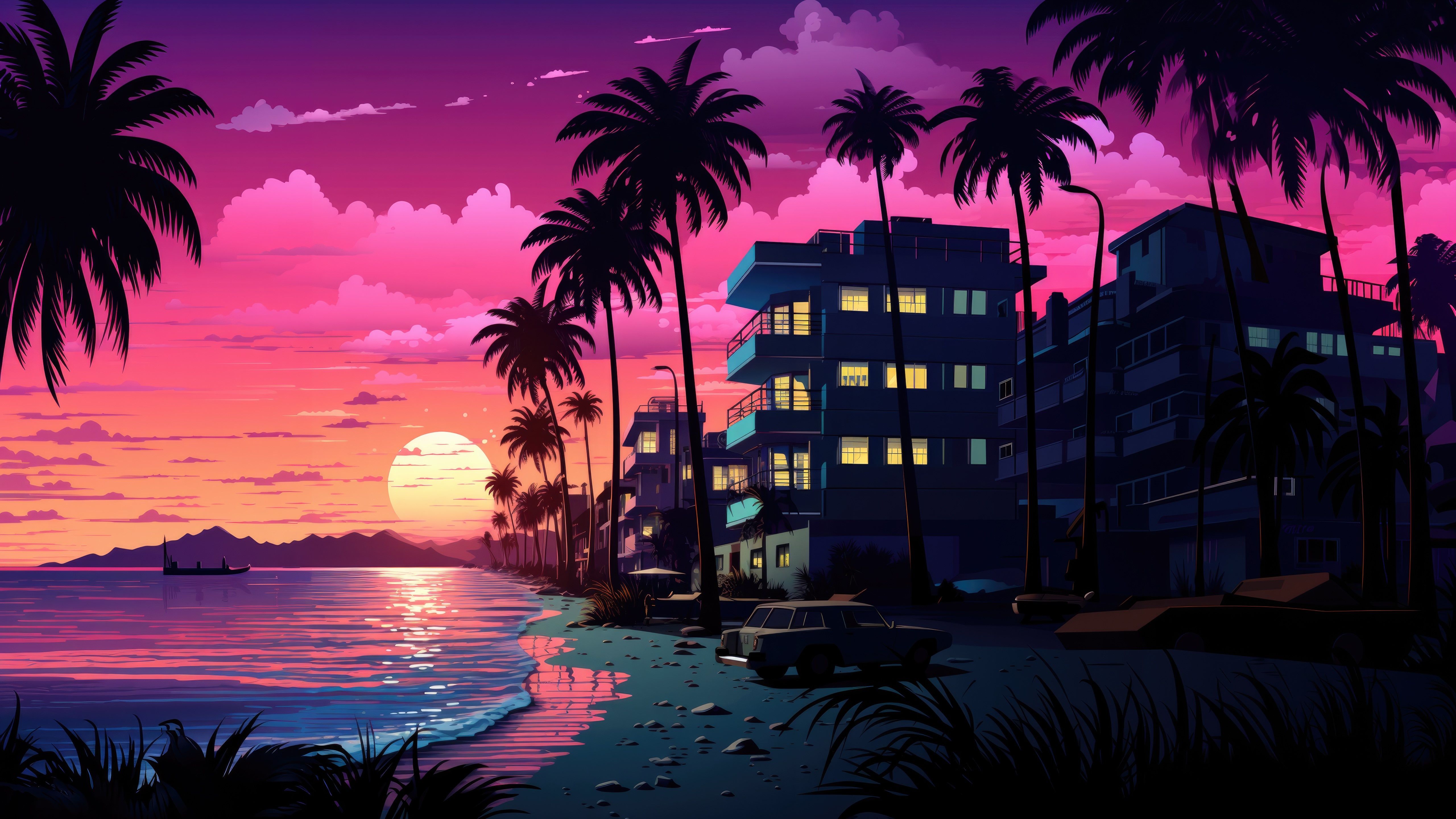 Miami Sunset Wallpapers 4k HD Miami Sunset Backgrounds On WallpaperBat