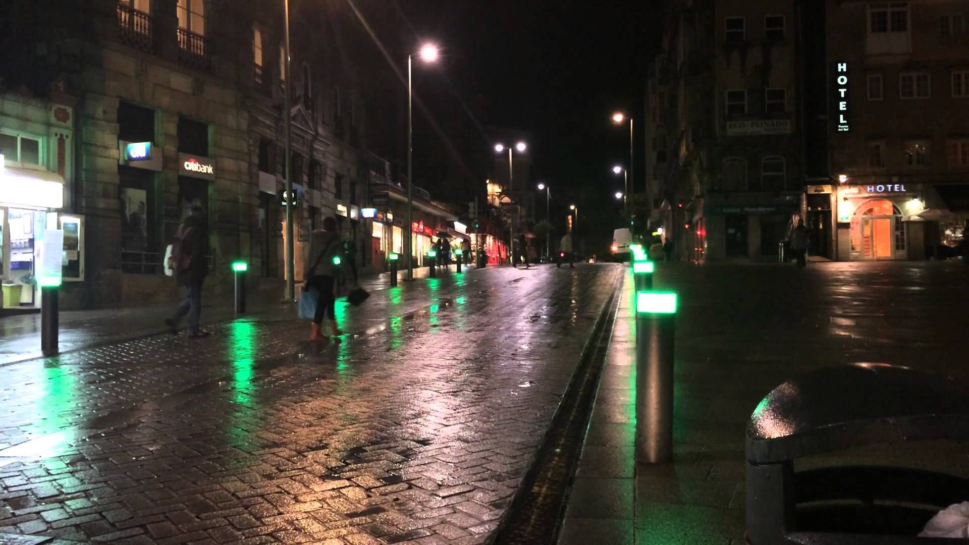 1920x1080 Roadside Lights In Vigo, Spain Let Pedestrians Know When It Is ... Wallpaper