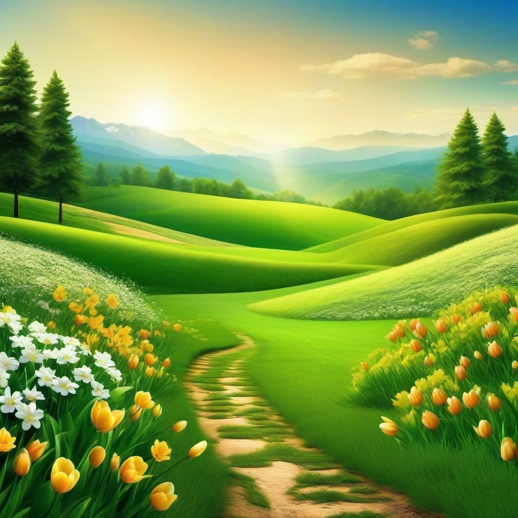 1024x1024 Spring Landscape Background ,Background ... Wallpaper