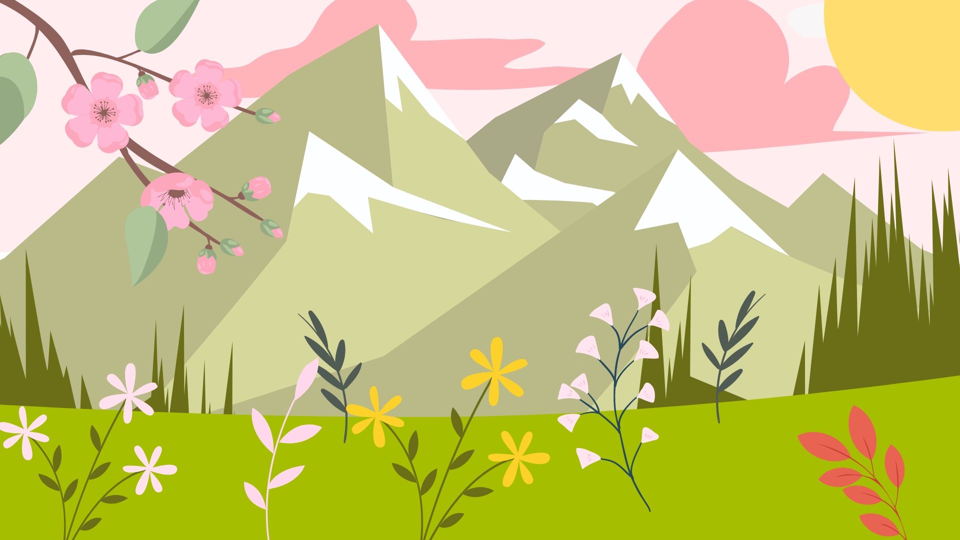 1920x1080 Spring Landscape Background Template ... Wallpaper