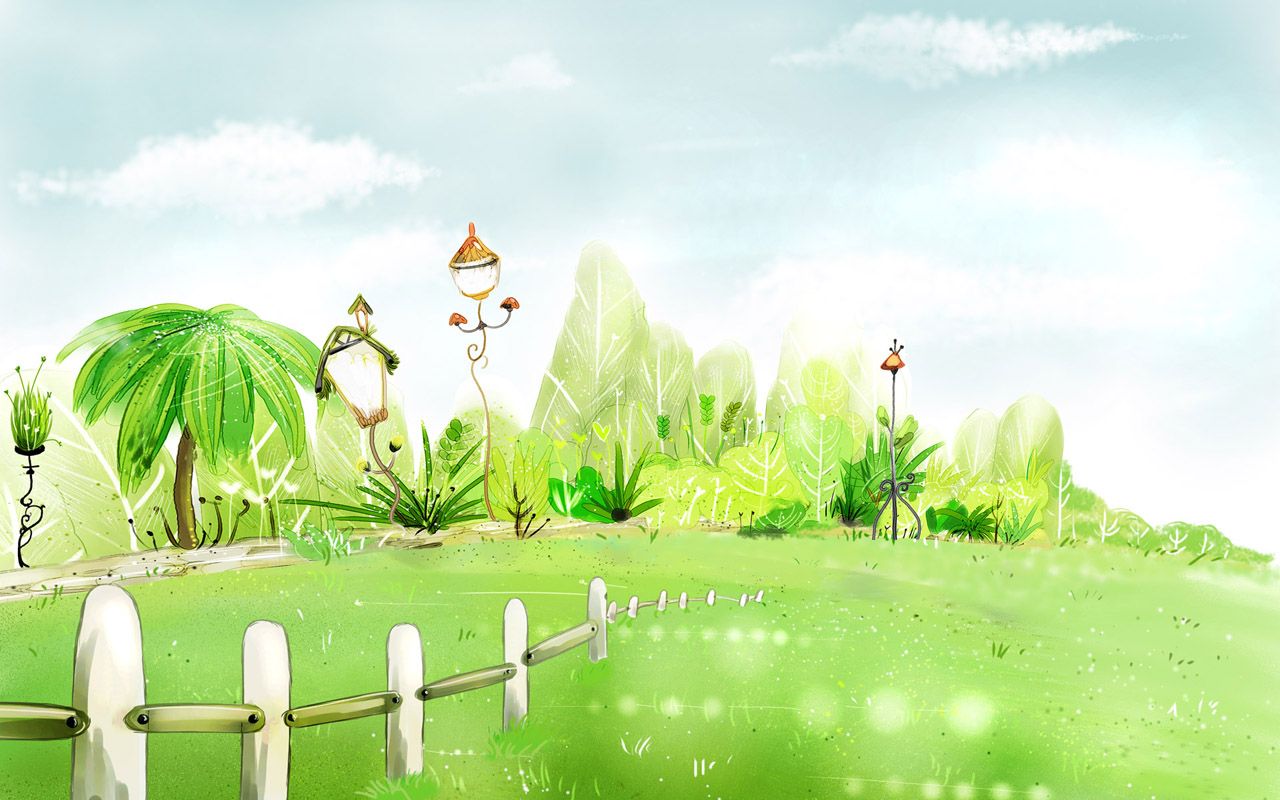 1280x800 Vector Design of Spring Scene ... Wallpaper