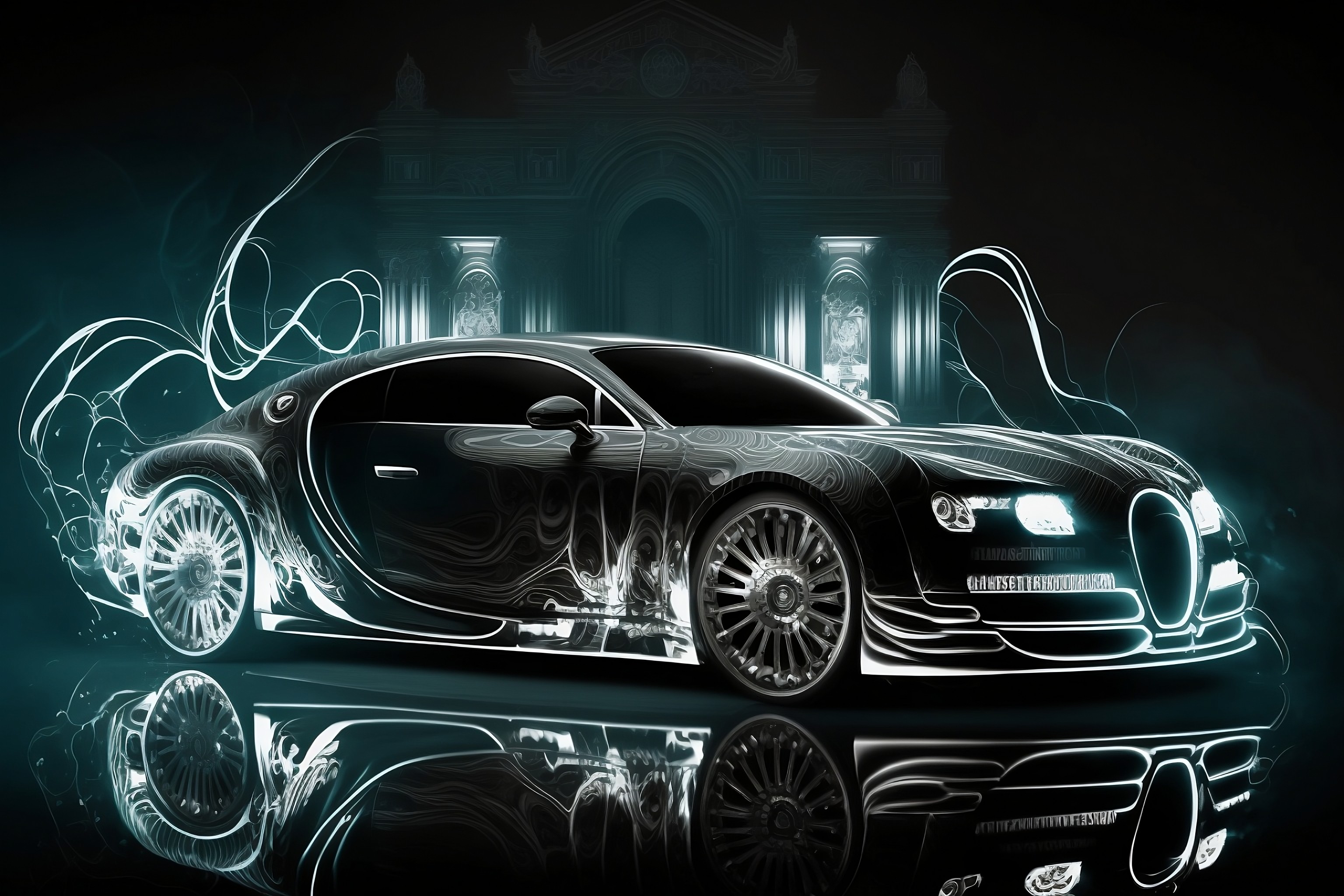 3072x2048 Luxurious Car, with Digital Background ... Wallpaper