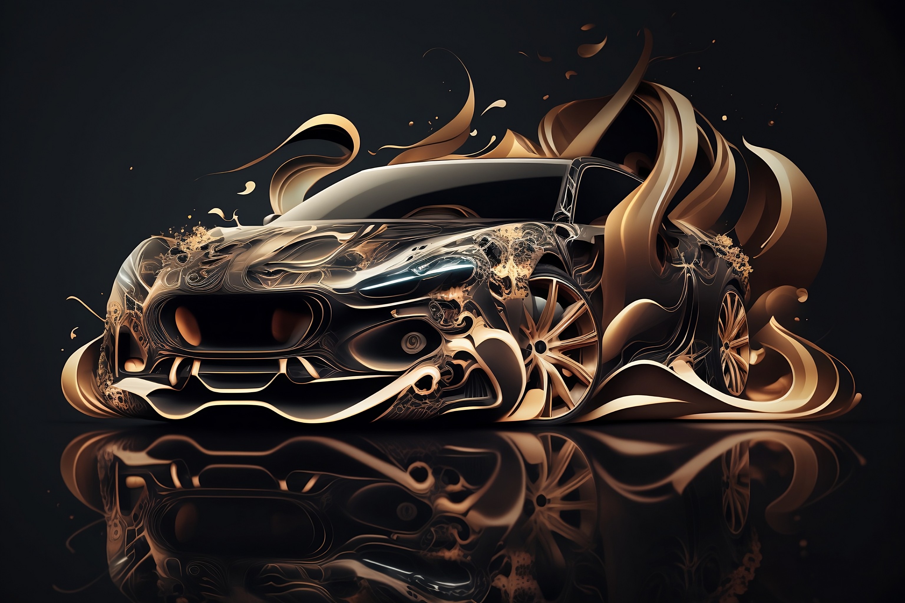 3072x2048 Luxurious Car, with Digital Background ... Wallpaper