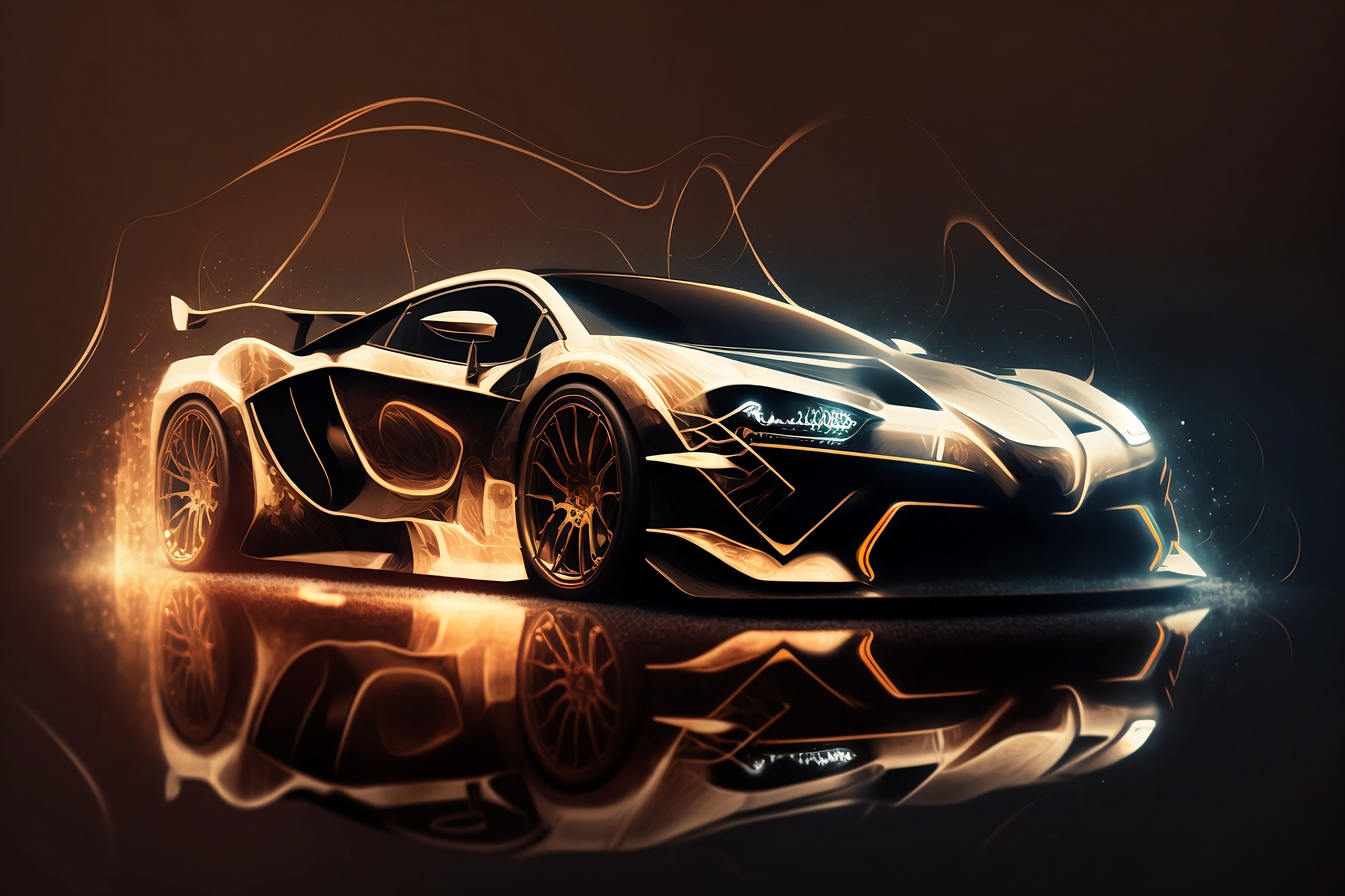 3072x2048 Luxurious Car, with Digital Background ... Wallpaper