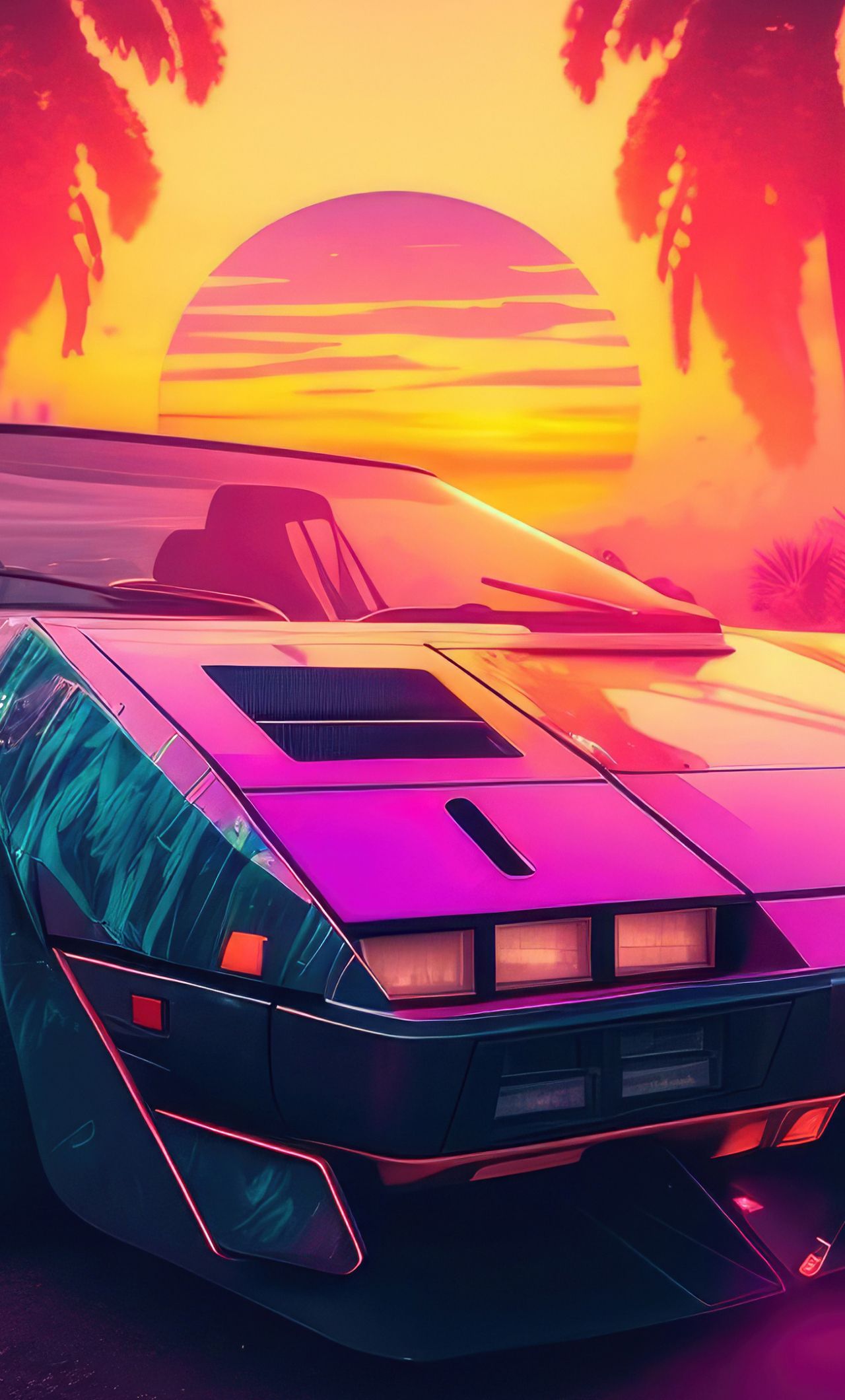 1280x2120 Download wallpaper 1280x2120 synthwave ... Wallpaper