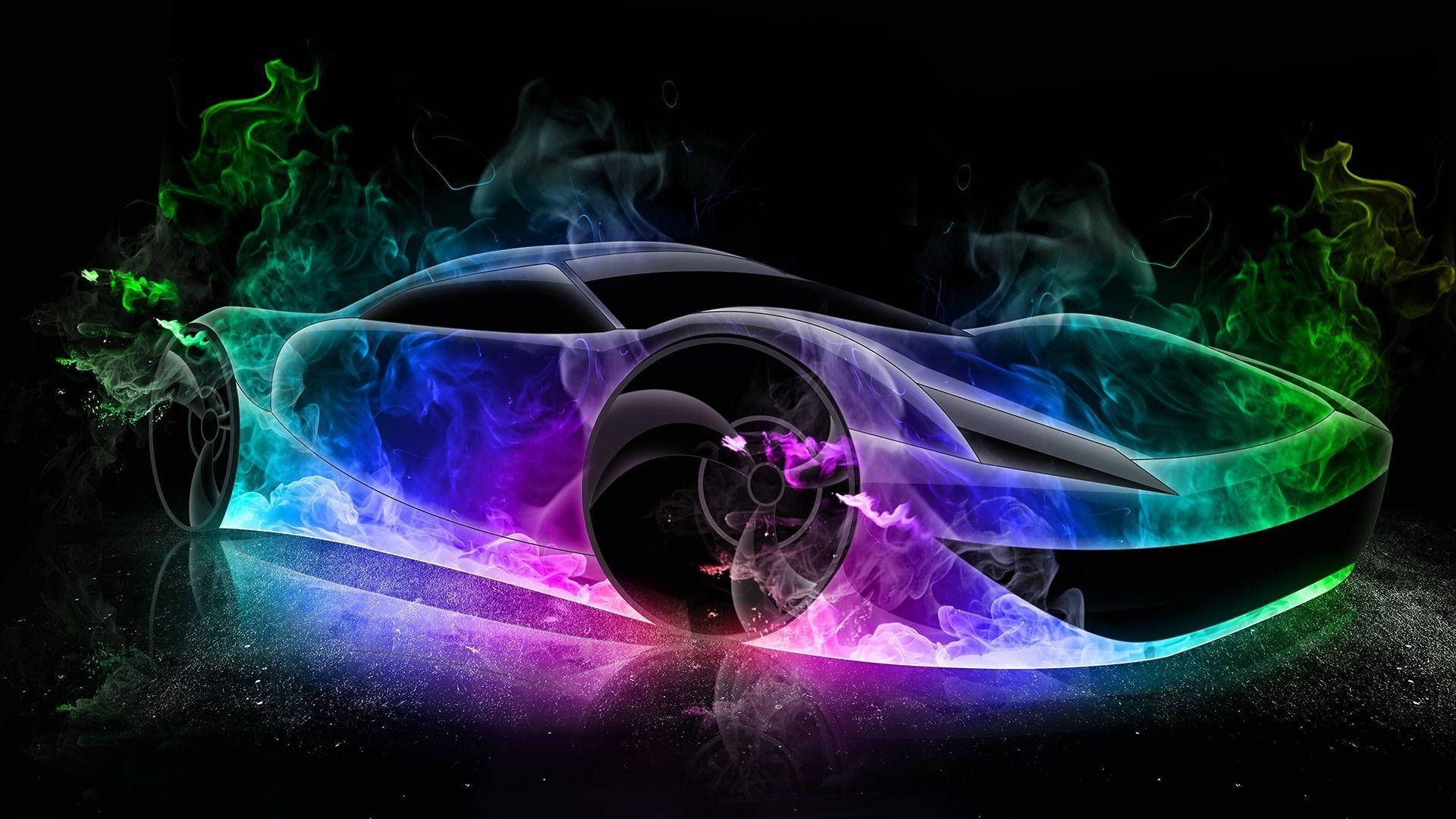 1920x1080 Digital Rainbow Fire Car Wallpaper ... Wallpaper