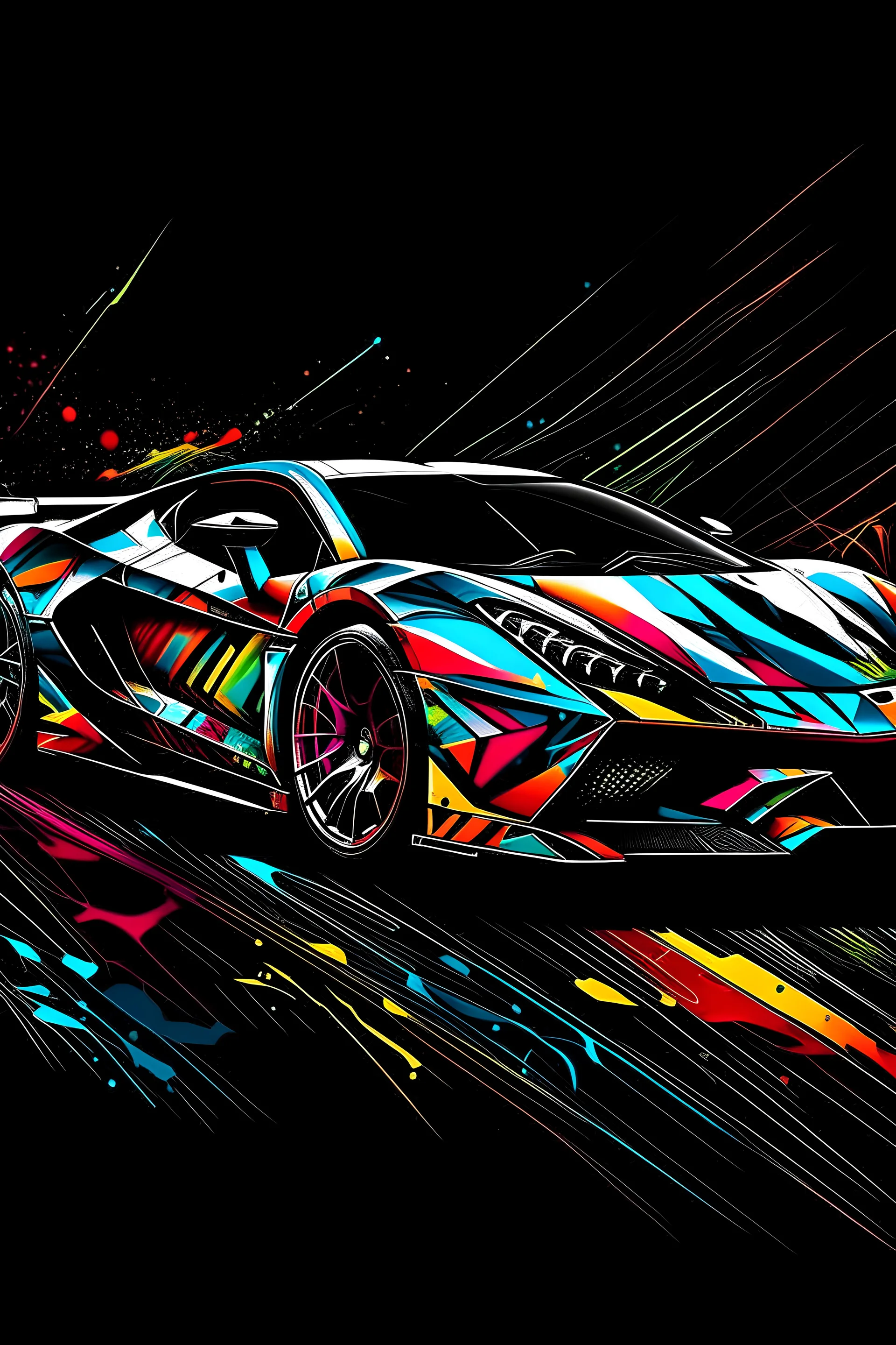 1920x2880 a colorful sports car on a black back ... Wallpaper