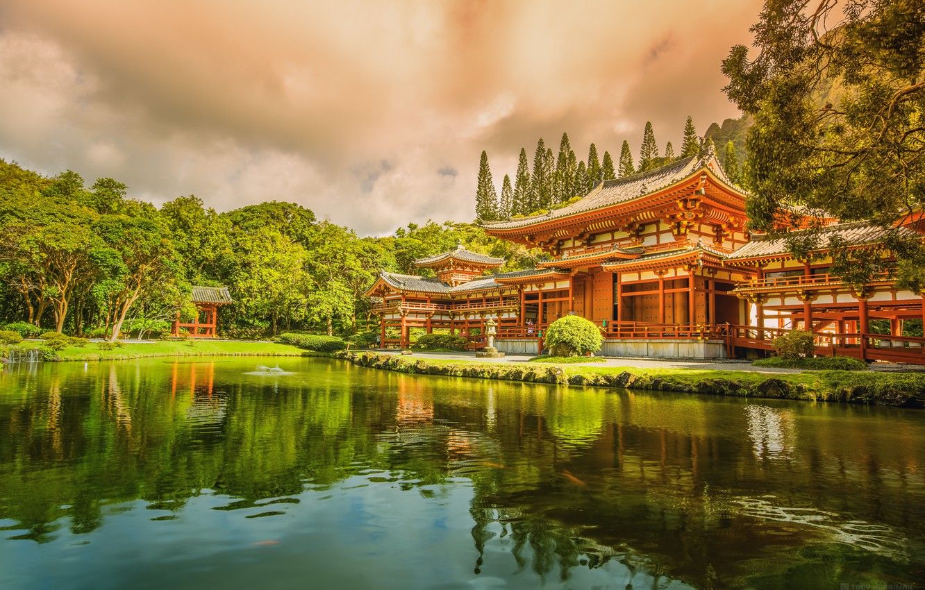 1332x850 Wallpaper Hawaii, temple, Buddhist, the island of Oahu images for ... Wallpaper