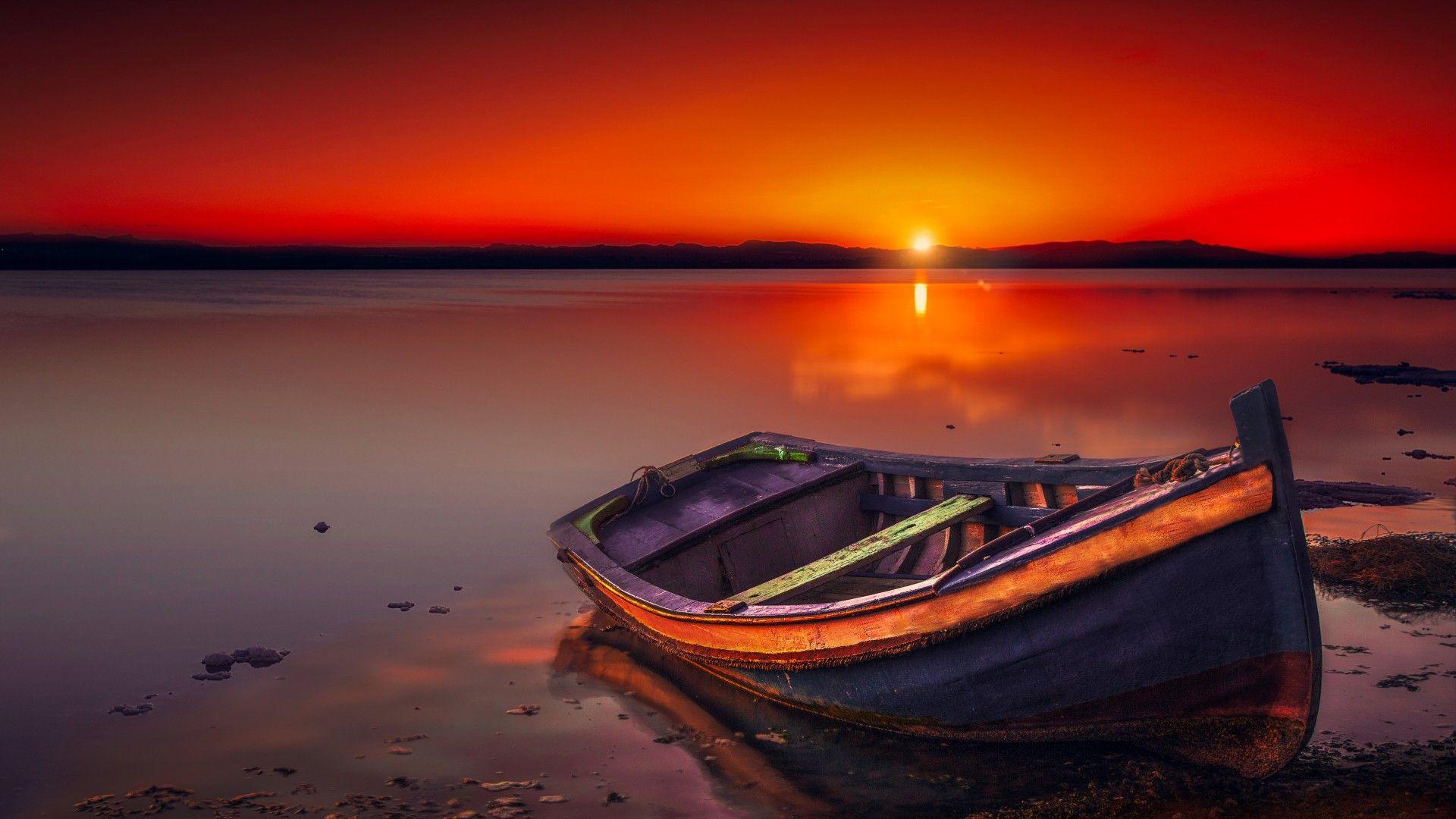 Sunset and Boat Wallpapers - 4k, HD Sunset and Boat Backgrounds on ...