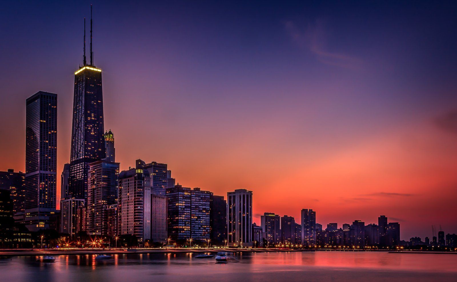 Chicago Skyline at Sunset Wallpapers - 4k, HD Chicago Skyline at Sunset ...