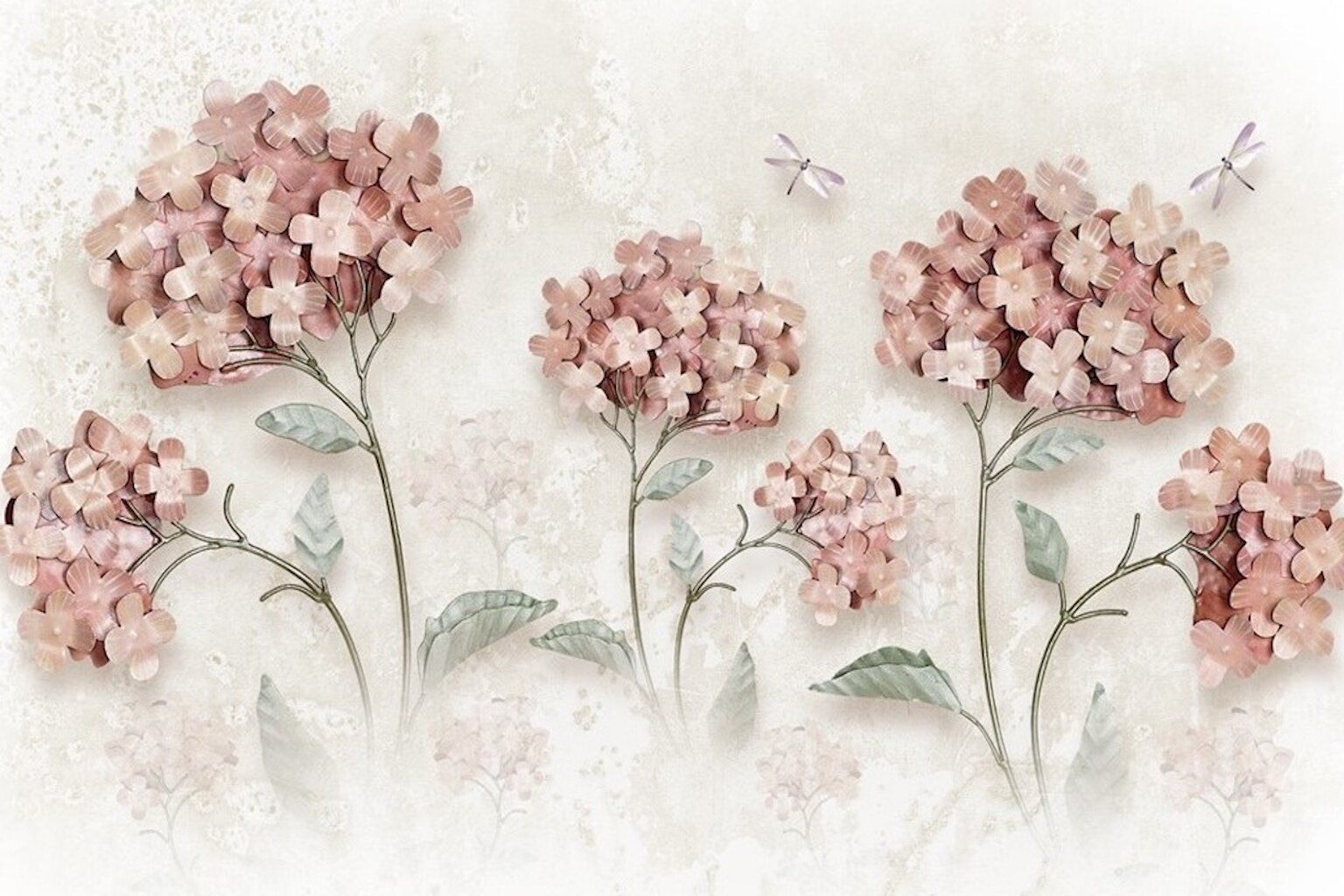 1536x1024 Vintage Soft Hydrangea Removable Textile Wallpaper - H:98