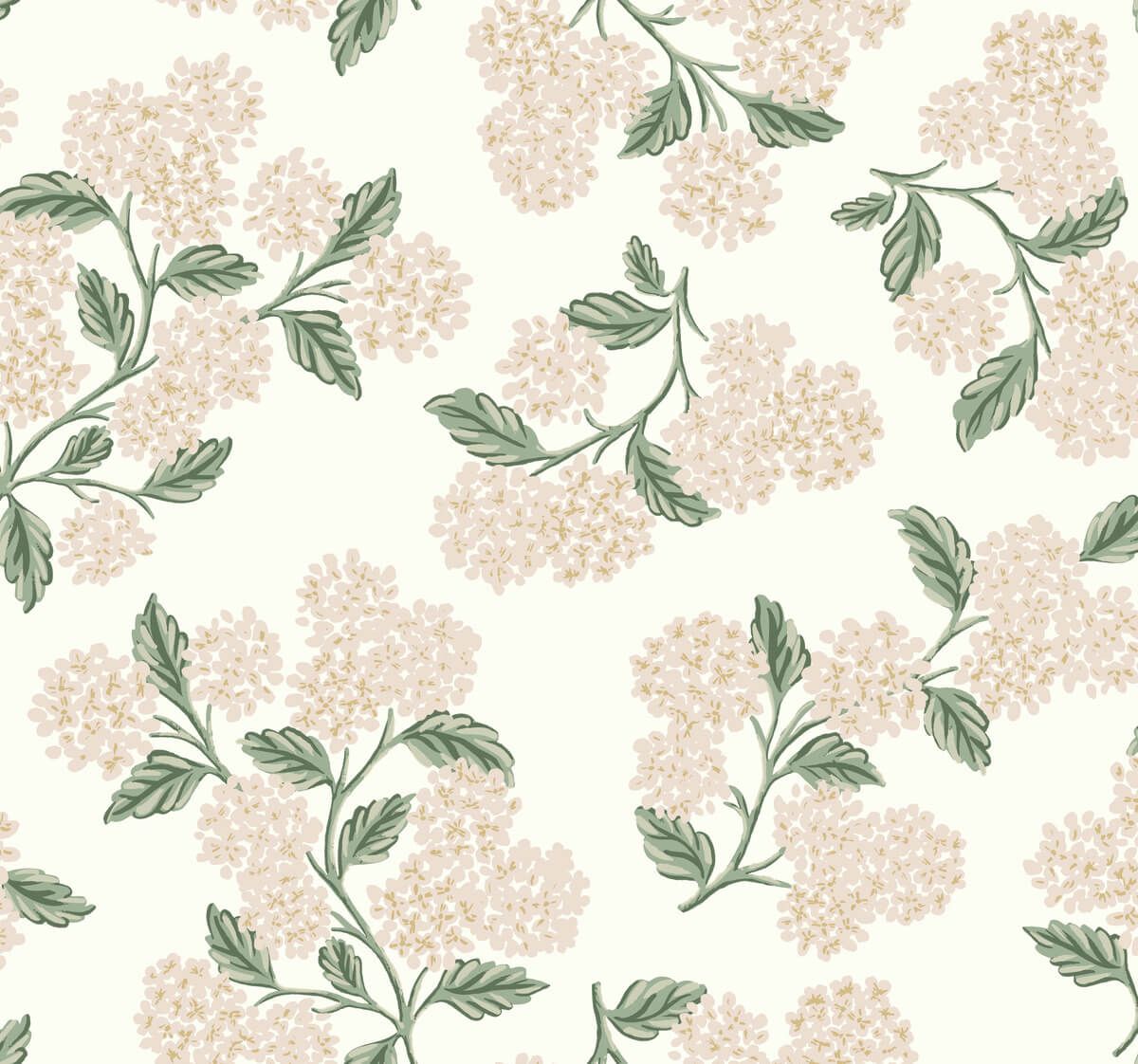 1200x1122 Rifle Paper Co. Second Edition Hydrangea Wallpaper - Beige & Pink Wallpaper