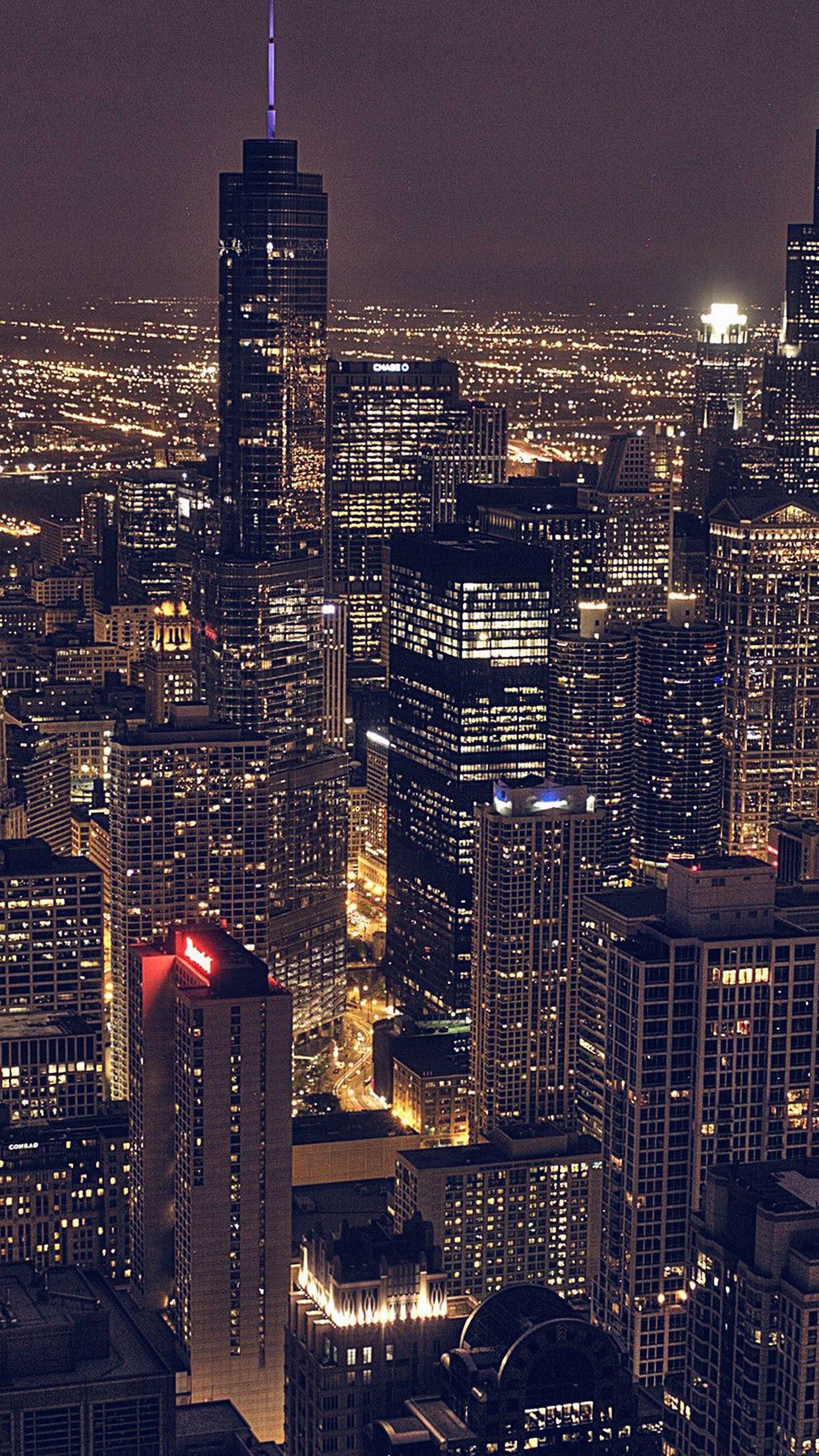 1242x2208 Chicago City Aertial View Night iPhone 6 Plus HD Wallpaper. City on WallpaperBat