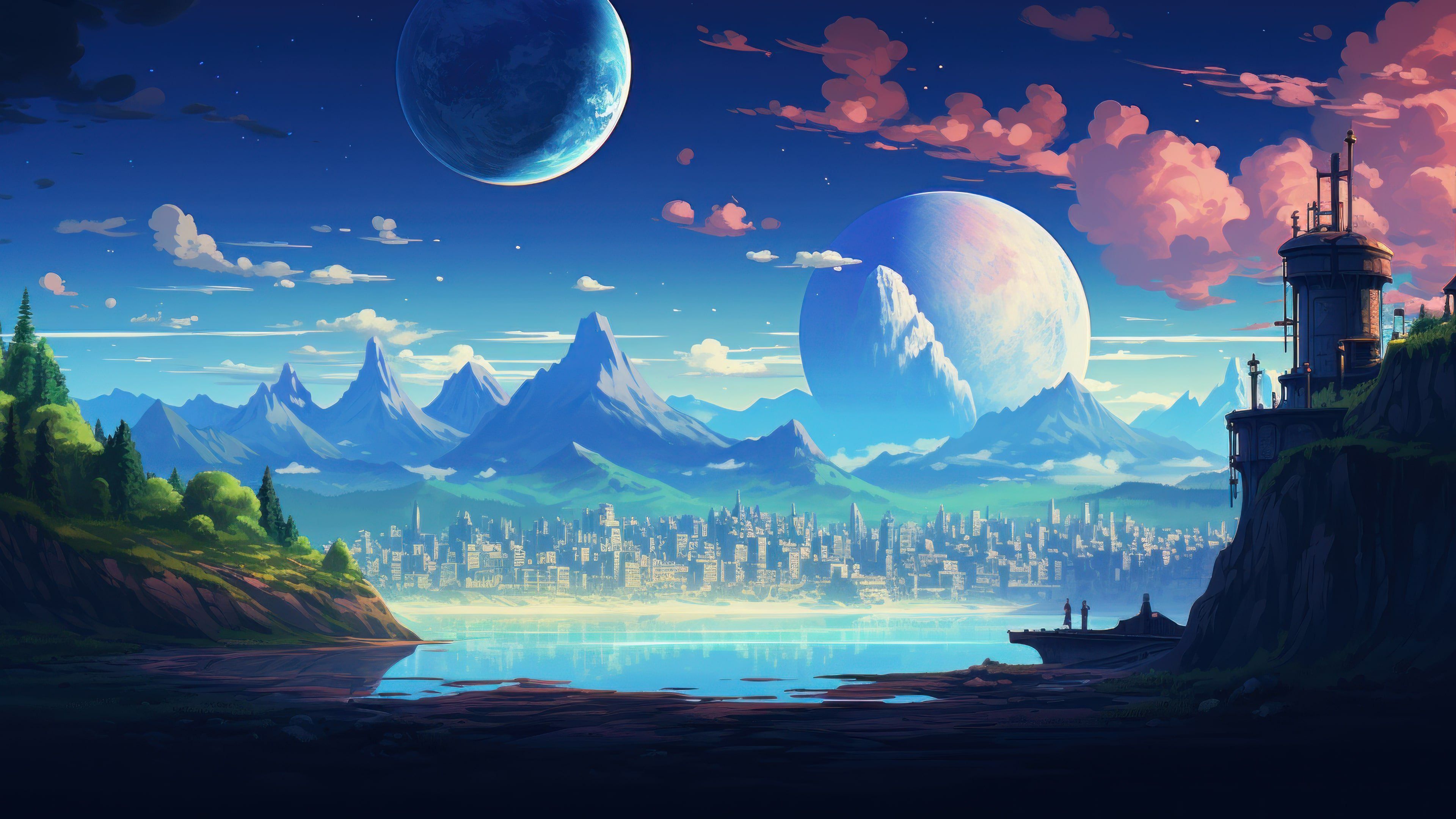 3840x2160 Fantasy Pixel World AI Generated 4K ... Wallpaper