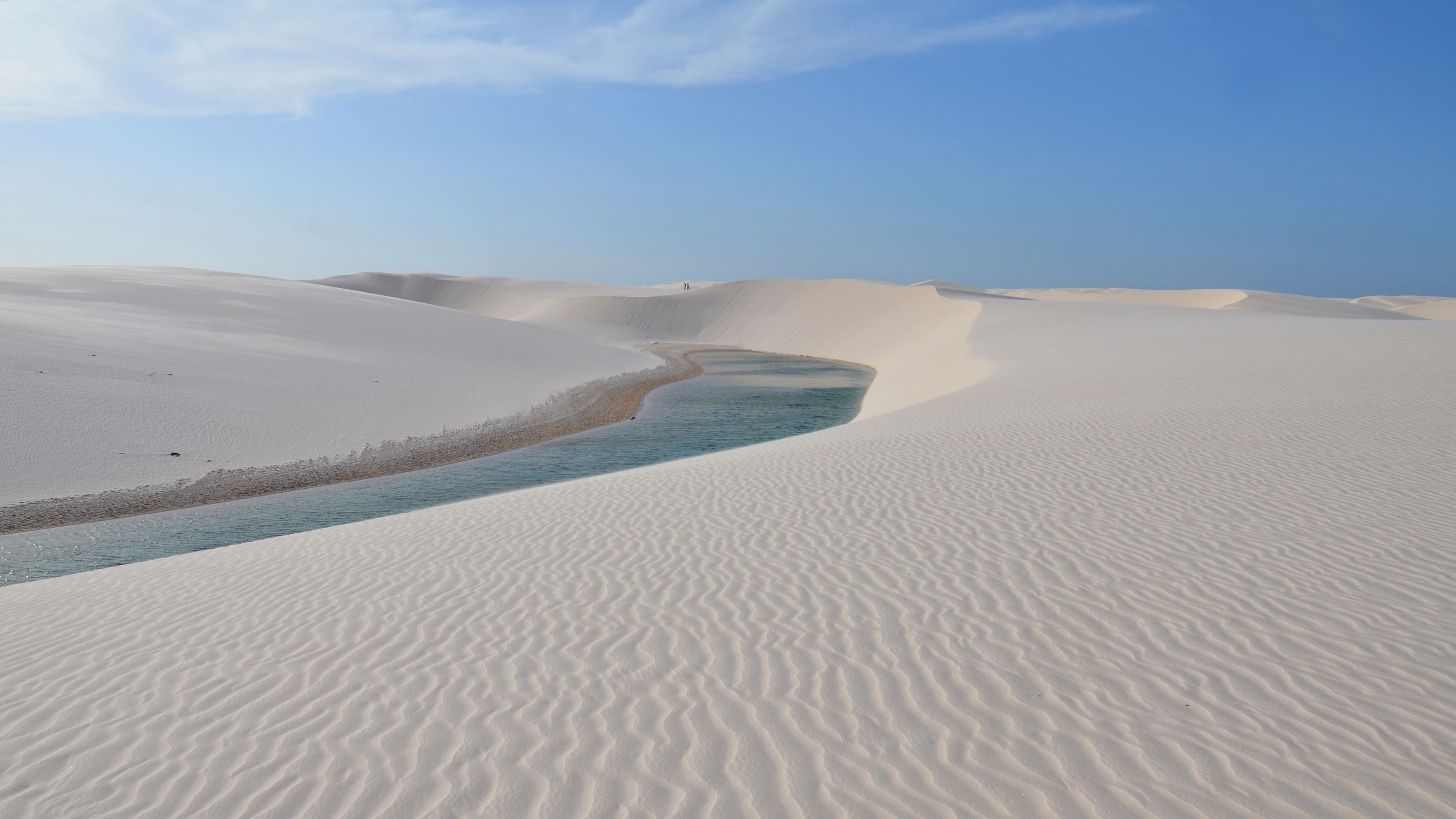 3840x2160 Beautiful Desert Dunes White Sand River ... Wallpaper