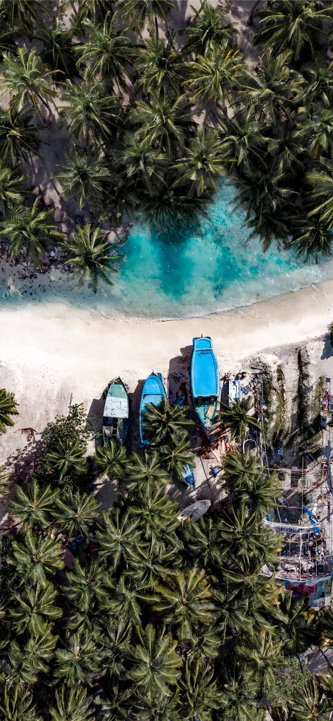 1125x2436 aerial photography of three boats on island iPhone 11 Wallpapers ... Wallpaper