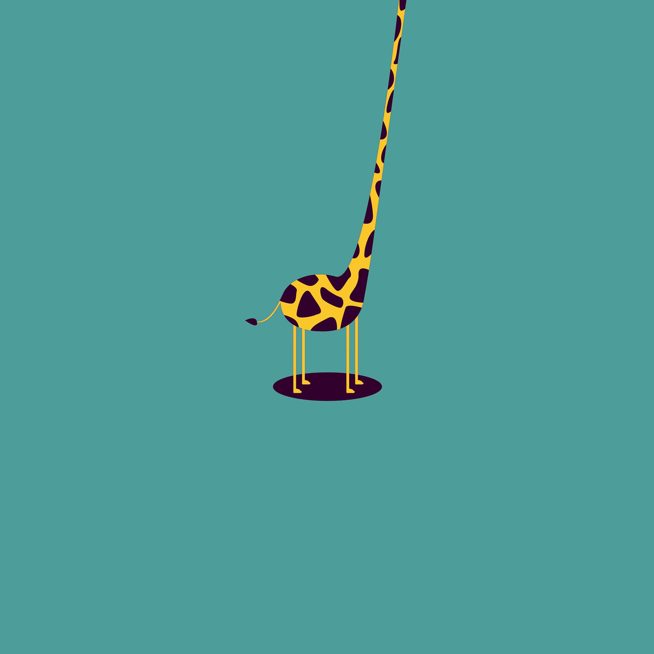 2732x2732 ag52-giraffe-cute-blue-minimal-simple-wallpaper Wallpaper