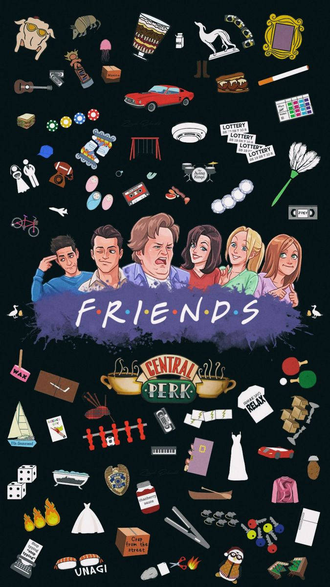 675x1200 Friends Tv Show Stickers Collage on WallpaperBat