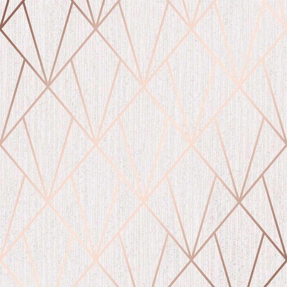 Rose Gold Pinky Brown & White Geometric Wood Tile Glitter Effect Wallpaper M1382
