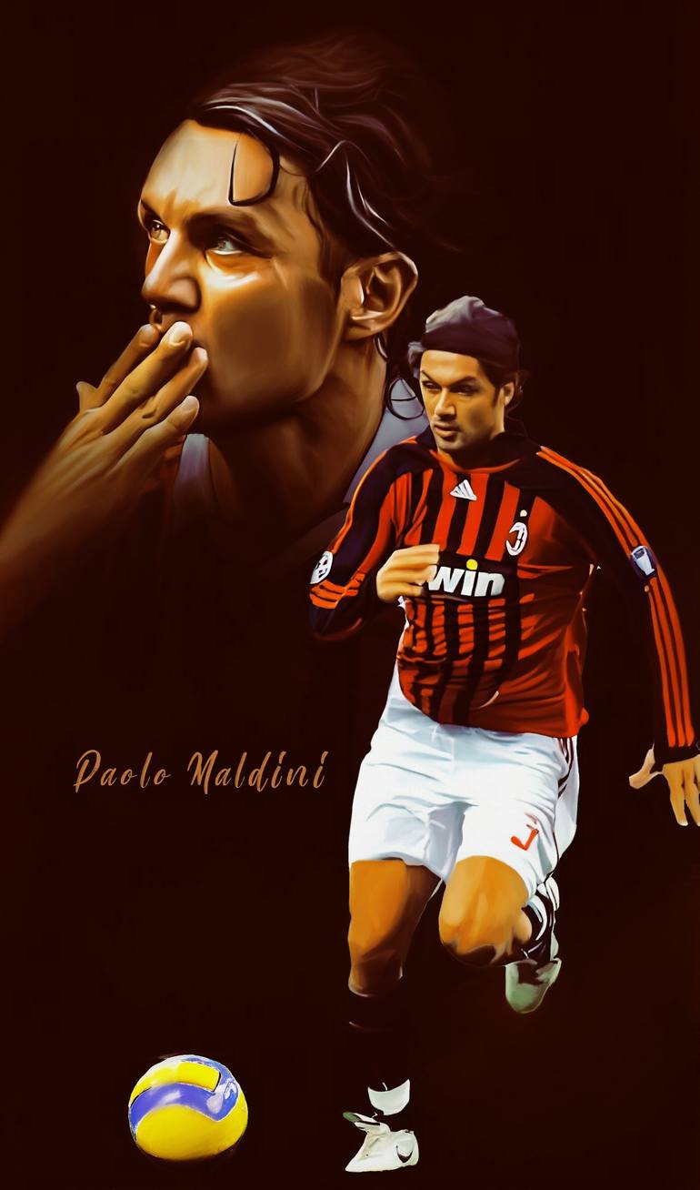 770x1308 Paolo Maldini Painting by Gull G | Saatchi Art Wallpaper