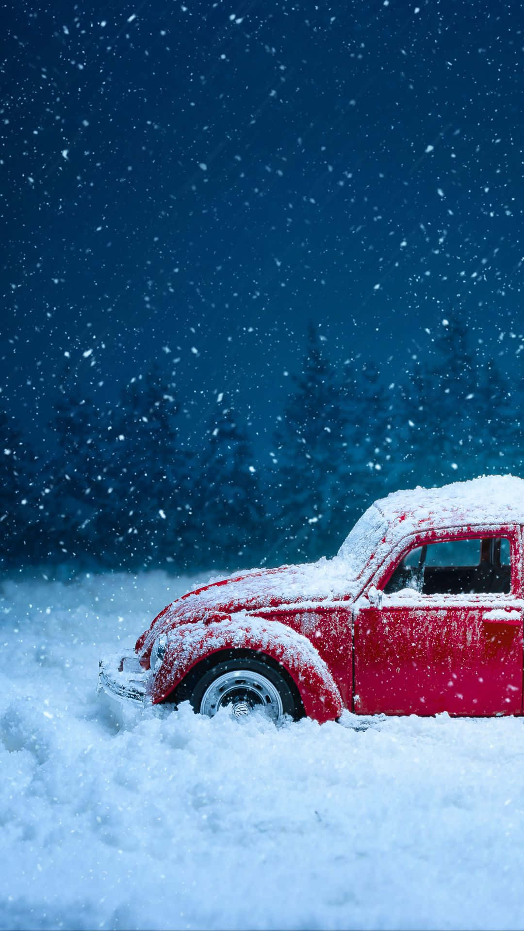 Car in Snow Wallpapers 4k HD - 145530992 Red Car With Snow Falling