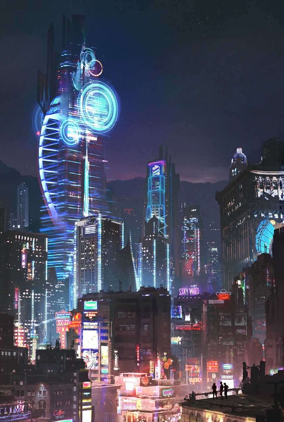 Cyberpunk Sci-Fi City 4K Wallpaper iPhone HD Phone #3371m