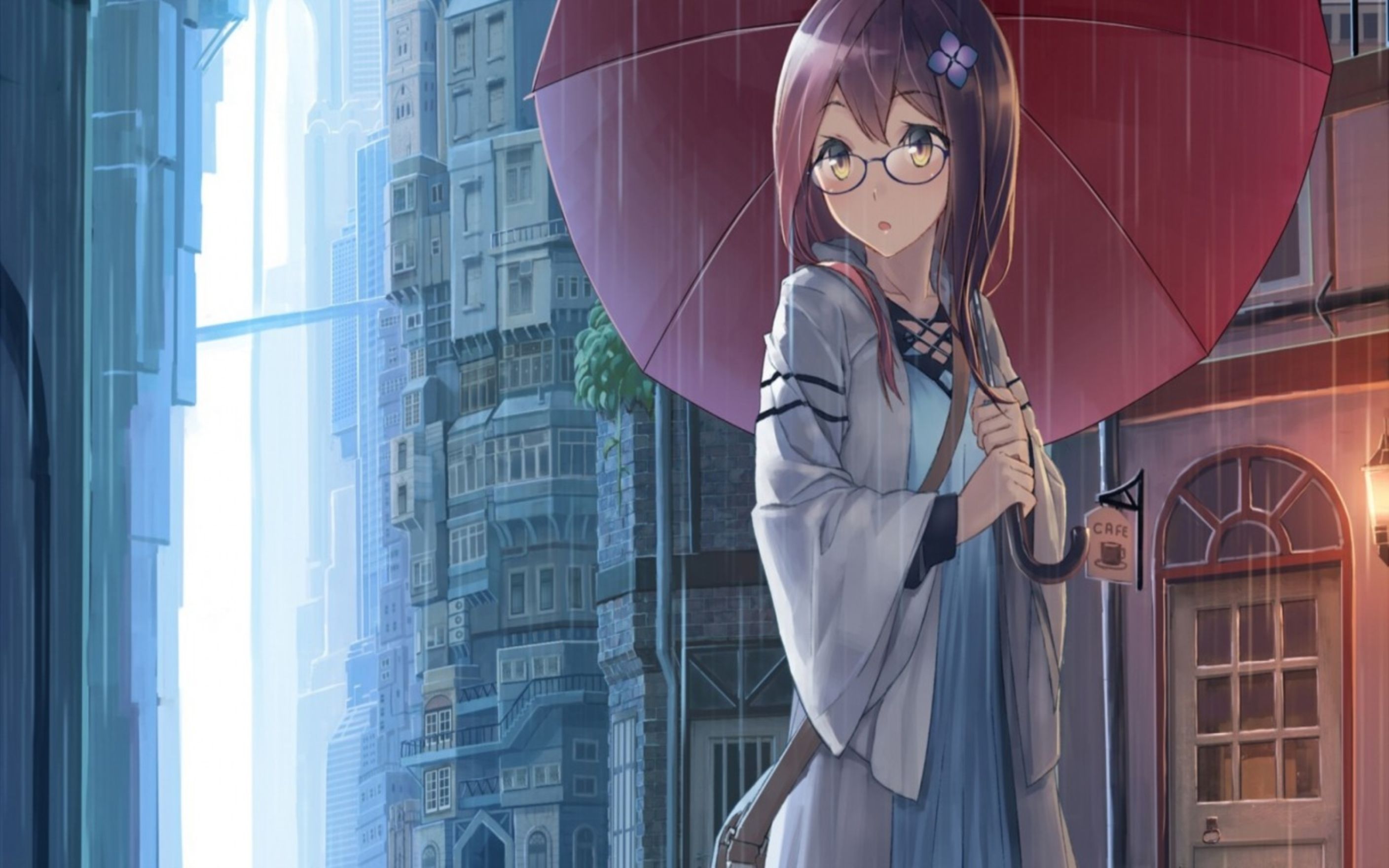 2816x1760 Anime Rain Wallpaper on WallpaperBat