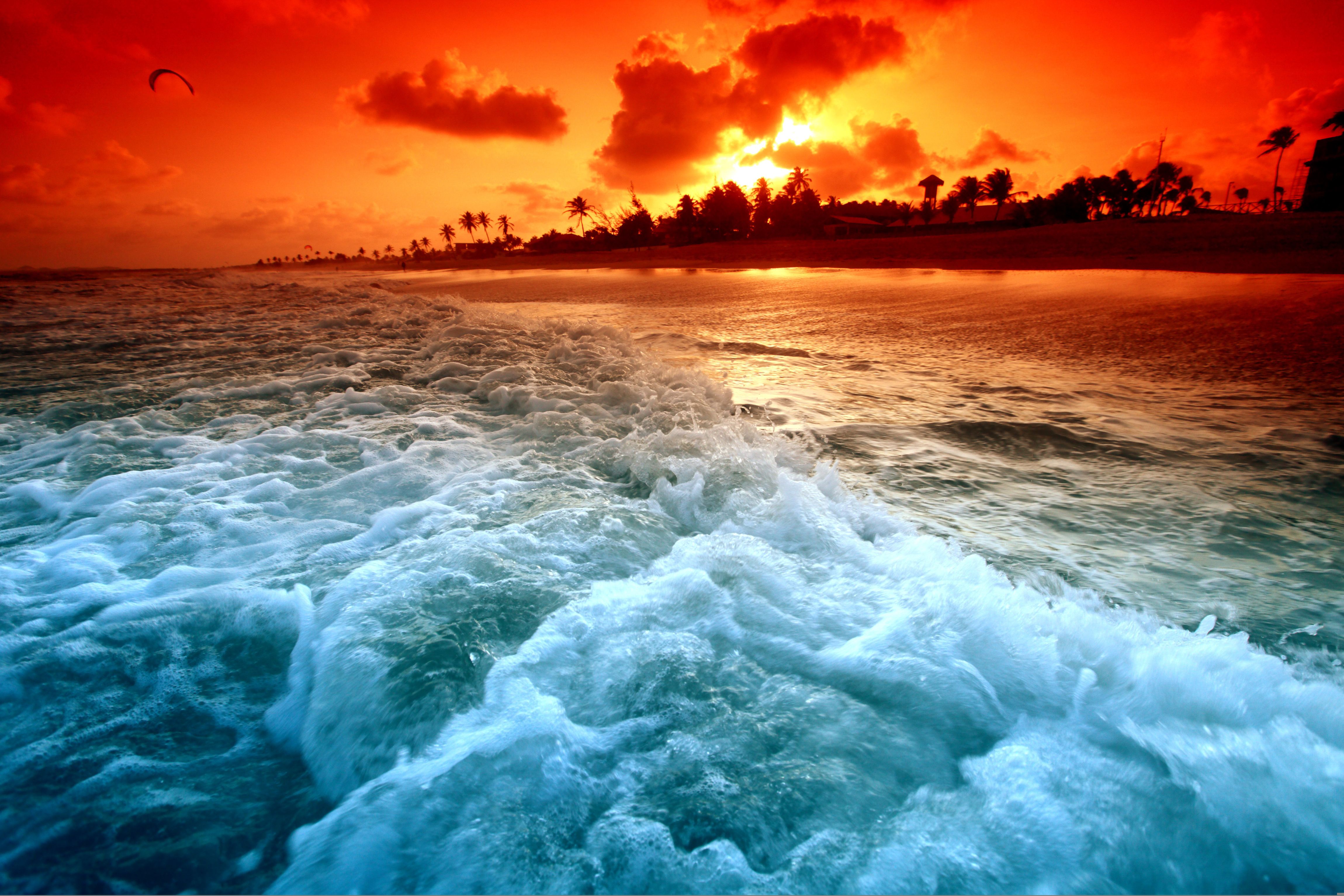 4K Sunset Beach Wallpaper - Sunset Beach Sea Horizon Scenery 8K