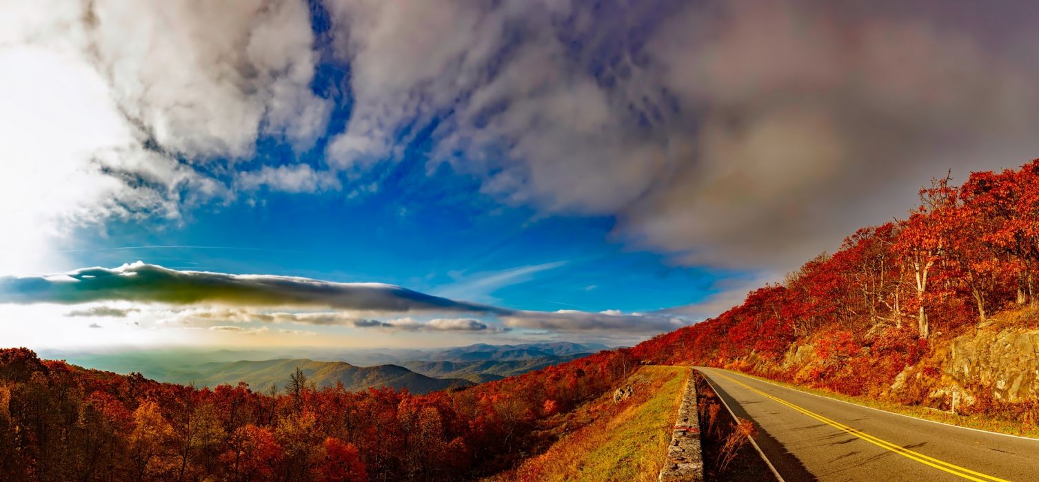 1507x700 Autumn beautiful clouds color colors country dawn evening fall forest hdr landscape light mountain outdoors scenic storm sun sunset travel trees woods wallpaper. 2200x1022 on WallpaperBat