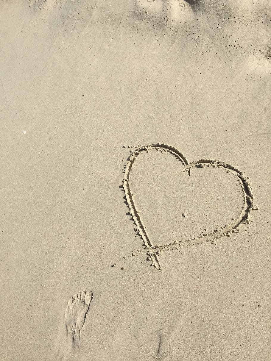 910x1213 HD wallpaper: Heart, Love, Sand, Beach, Drawing, the shape on WallpaperBat