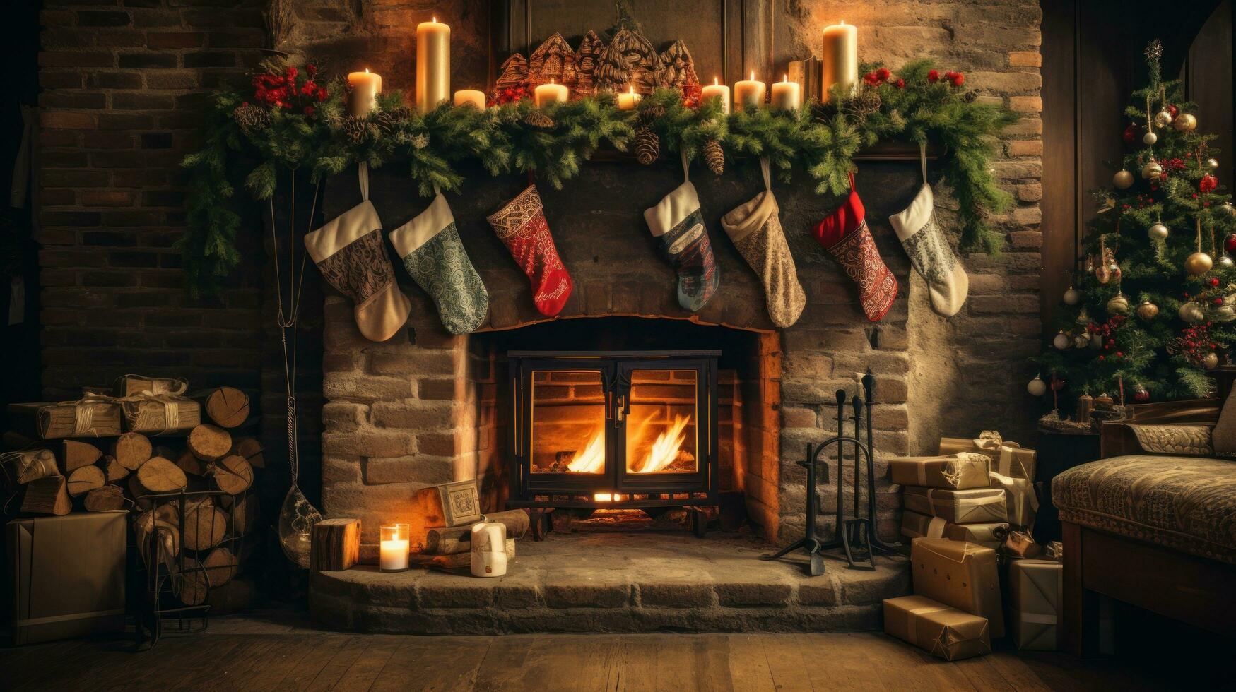 Christmas Fireplace Desktop Wallpapers - 4k, HD Christmas Fireplace ...