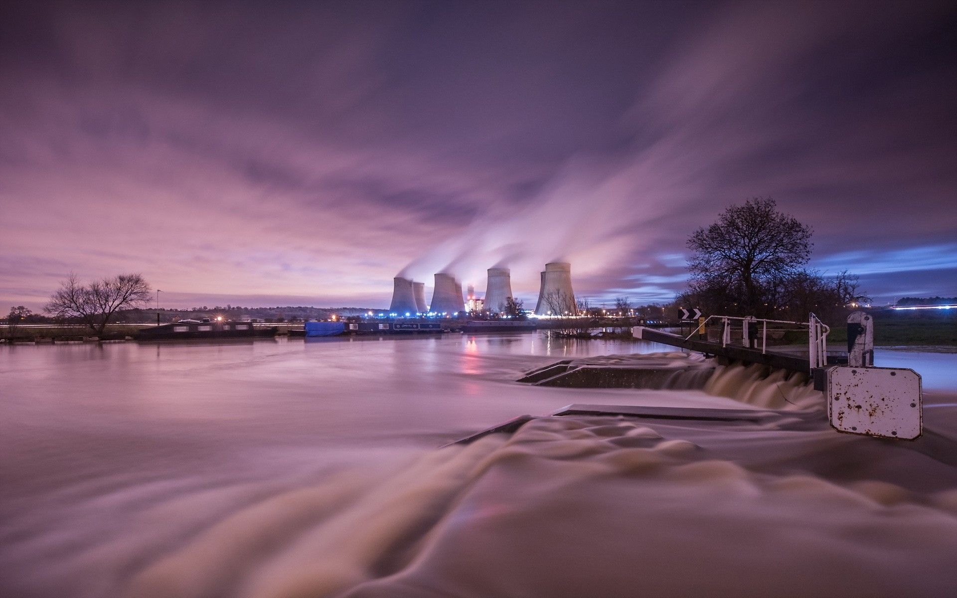 1920x1200 Nuclear Power Plant Power Plant Night Timelapse River Steam reflection  electricity steam sky tech mech wallpaper | 1920x1200 | 85383 | WallpaperUP Wallpaper