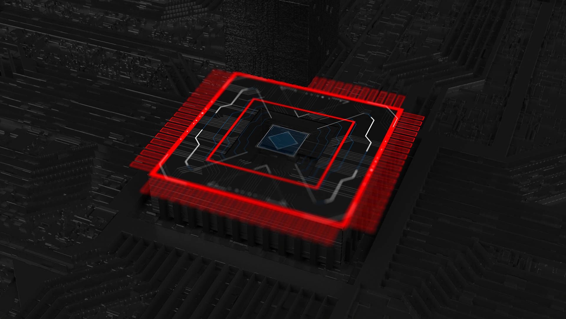 1920x1081 Download 3d Red Processor Chip Wallpaper | Wallpapers.com Wallpaper