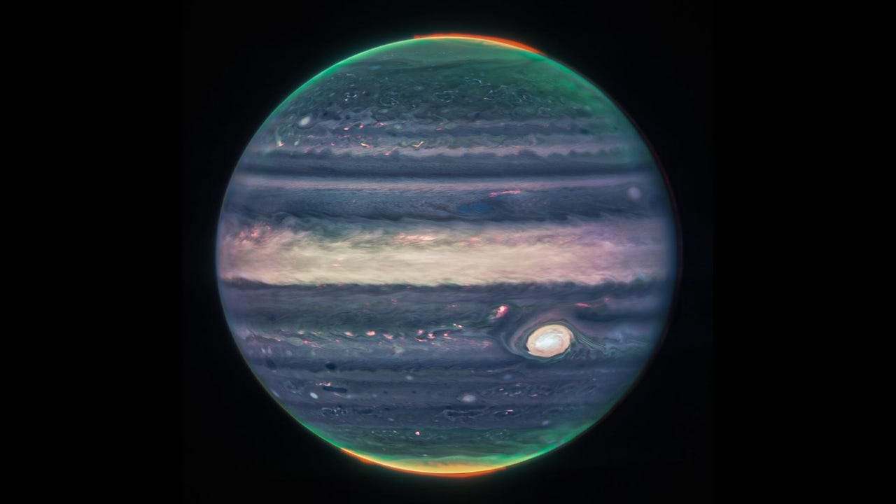 1280x720 New James Webb Telescope images show off Jupiter's auroras, moon Wallpaper