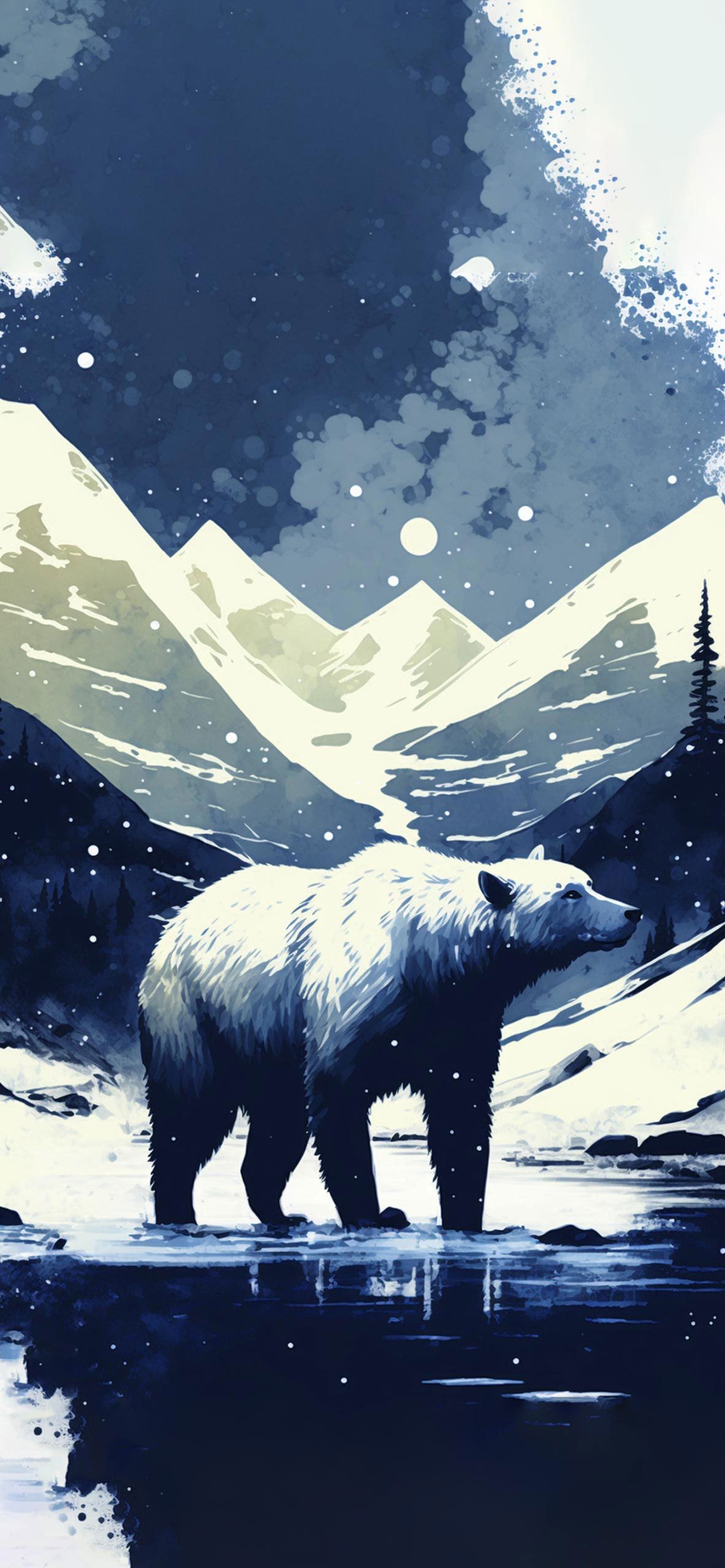 1183x2560 Polar Bear & Mountains Wallpaper - Polar Bear Wallpaper iPhone on WallpaperBat