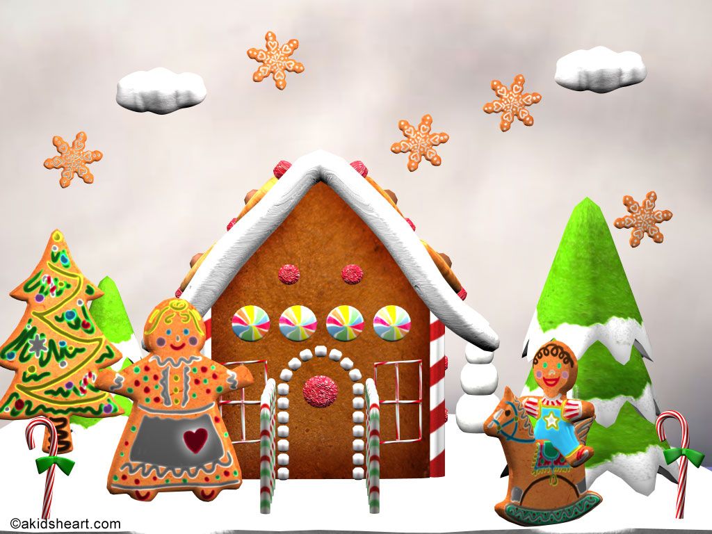 1024x768 Desktop Wallpaper of Gingerbread House.