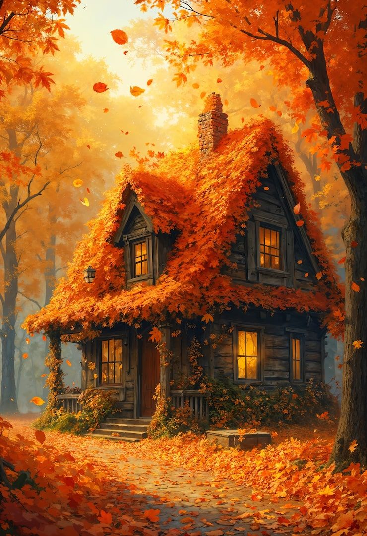 740x1082 Fall cottage wallpaper Image - Free Download on Freepik on WallpaperBat