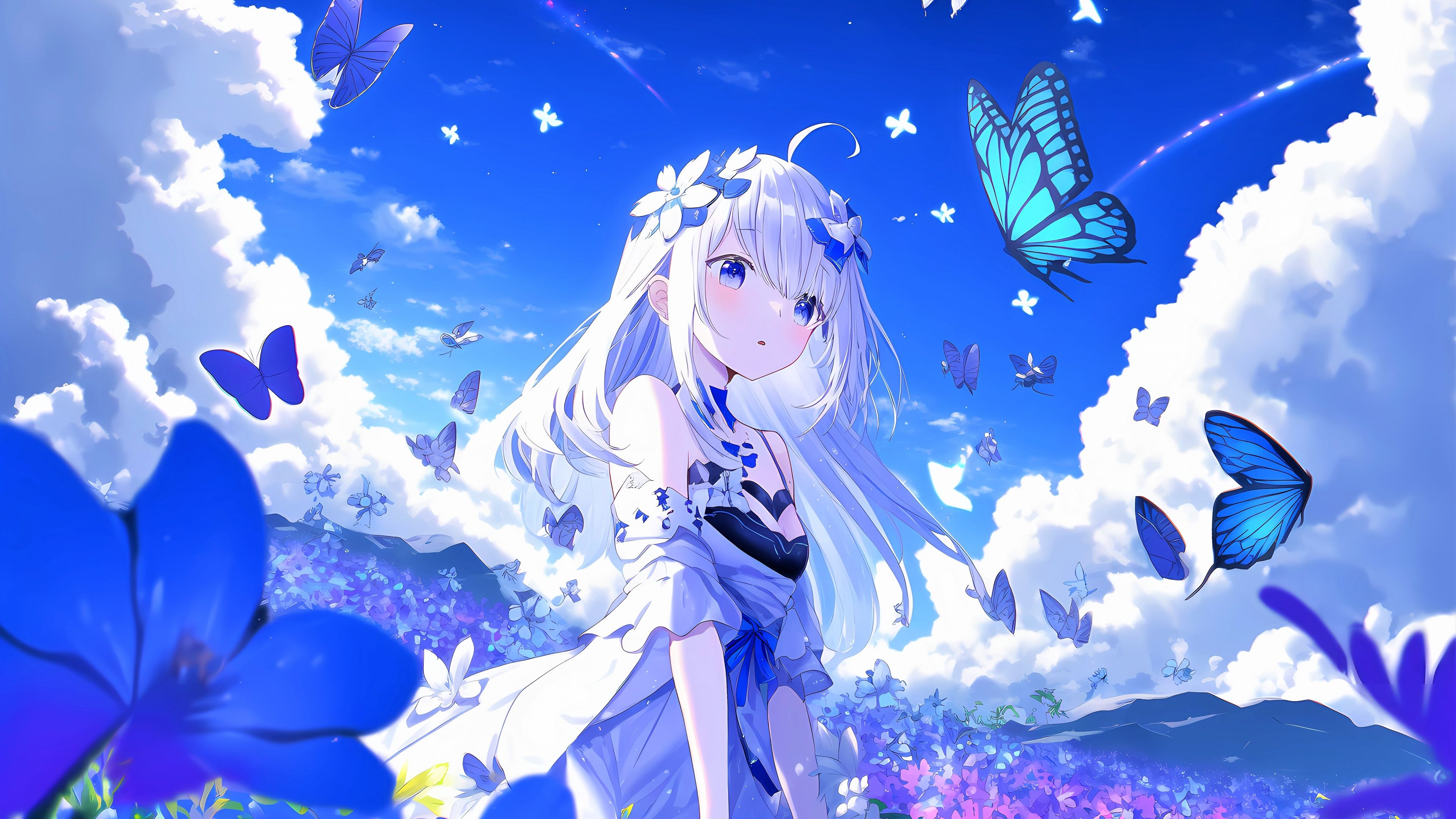 Blue Anime Girl Wallpapers - 4k, HD Blue Anime Girl Backgrounds on ...