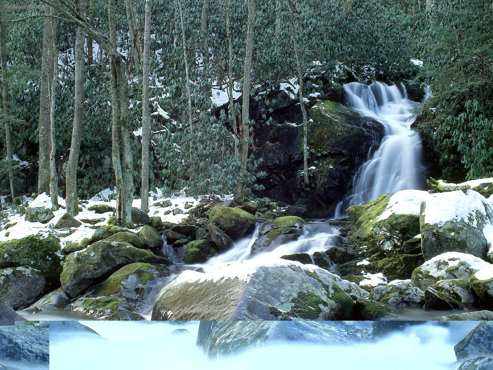 1600x1200 Nature: Mouse Creek Falls In Winter, Great Smoky Mountains, North...
