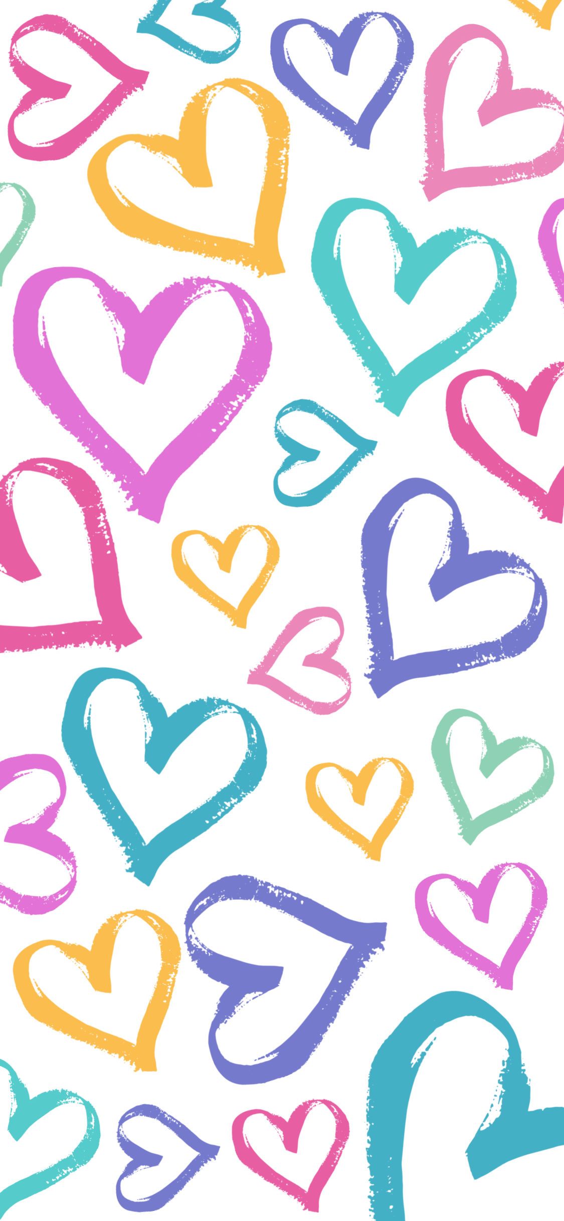 1125x2436 Heart Pattern Wallpaper Background for iPhone {Pastel Rainbow ... Wallpaper