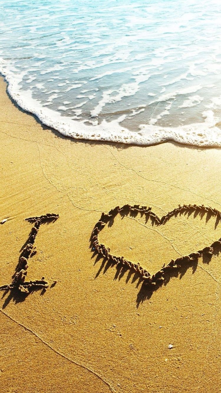 750x1334 Wallpaper Love heart beach, waves, I Love, sunshine 2560x1600 HD on WallpaperBat