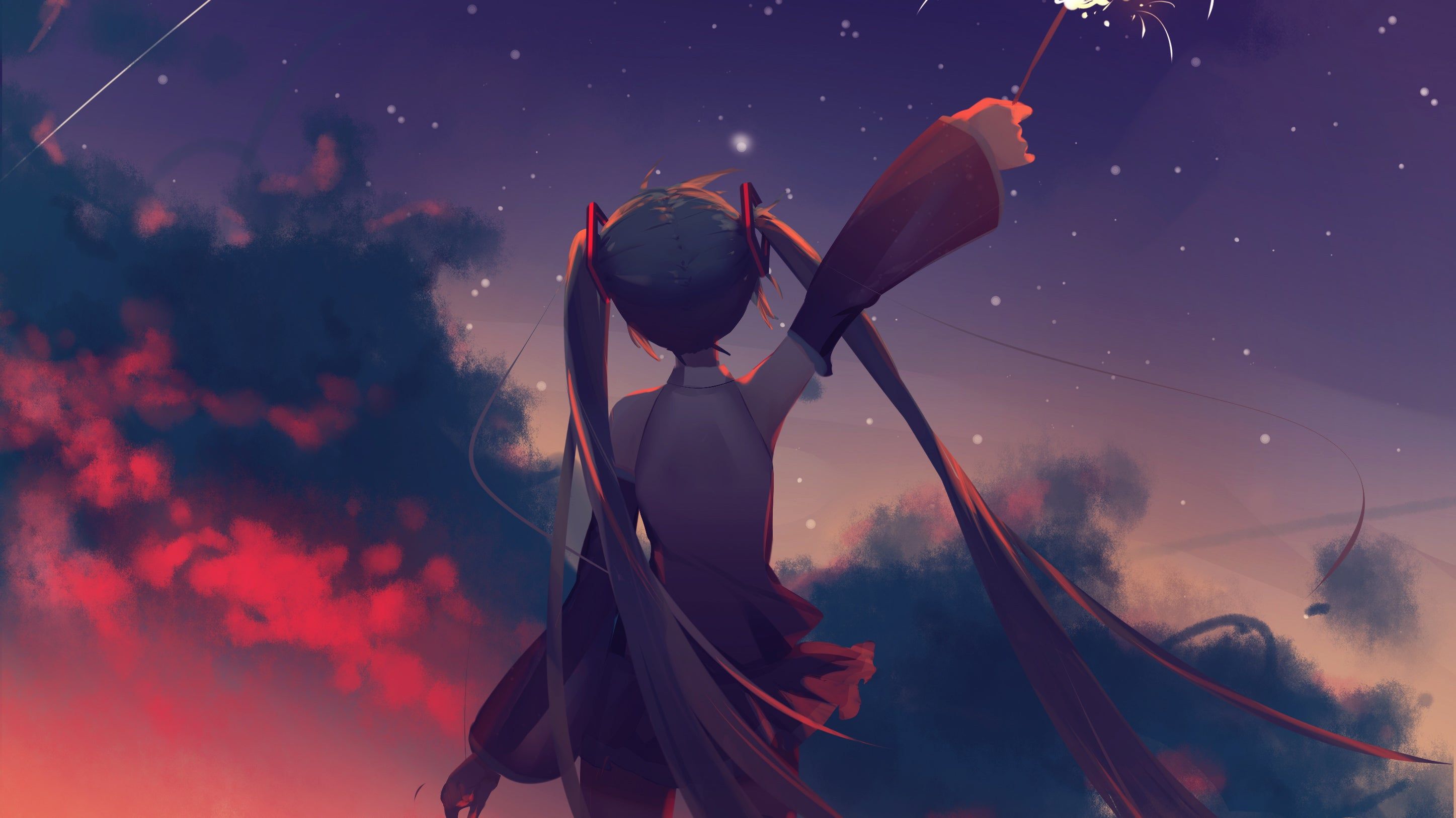 Wallpaper Girl, Balanço, Floresta, Anime, Arte HD: Widescreen