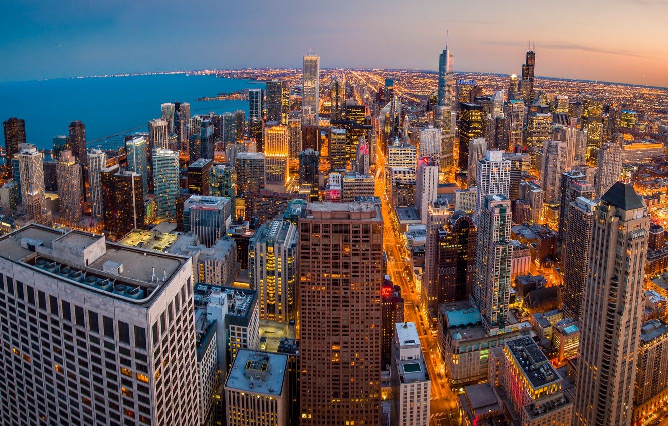 Chicago Skyline at Sunset Wallpapers - 4k, HD Chicago Skyline at Sunset ...