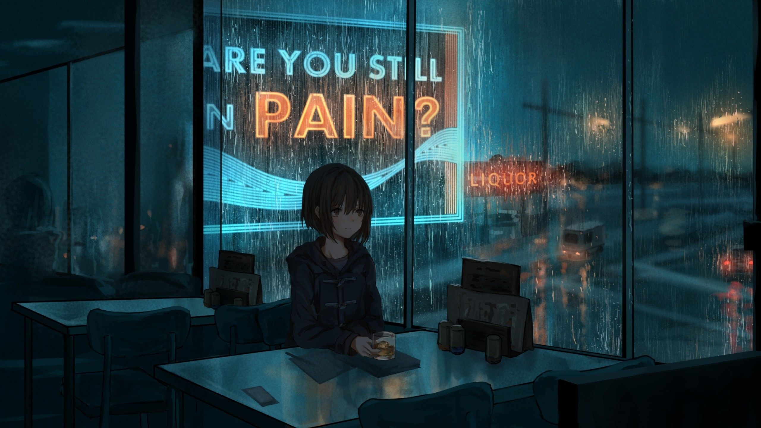 2560x1440 Download 2560x1440 Anime Girl, Raining, Are You Still In Pain on WallpaperBat