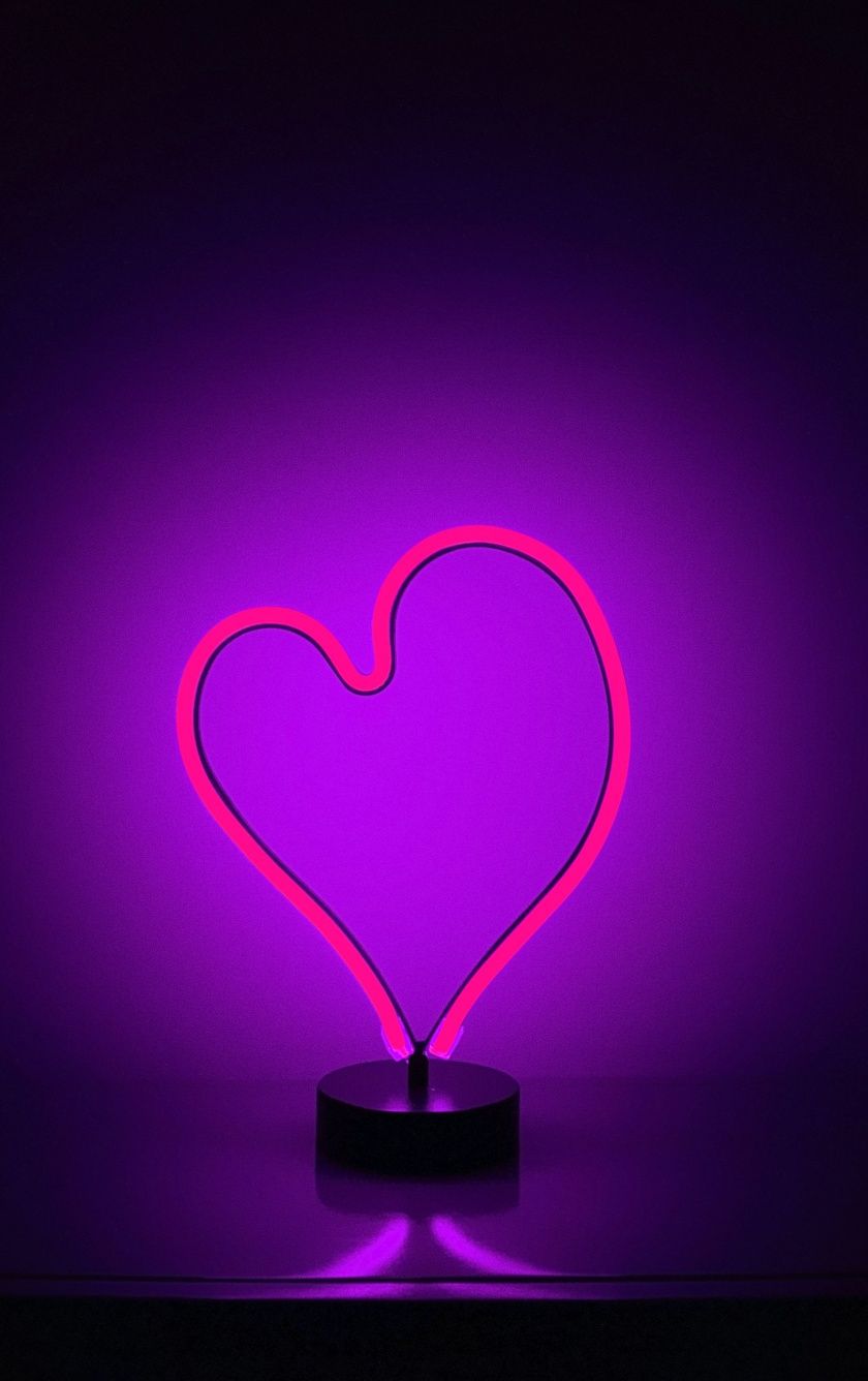 840x1336 Download 840x1336 wallpaper love, heart, neon, purple light on WallpaperBat