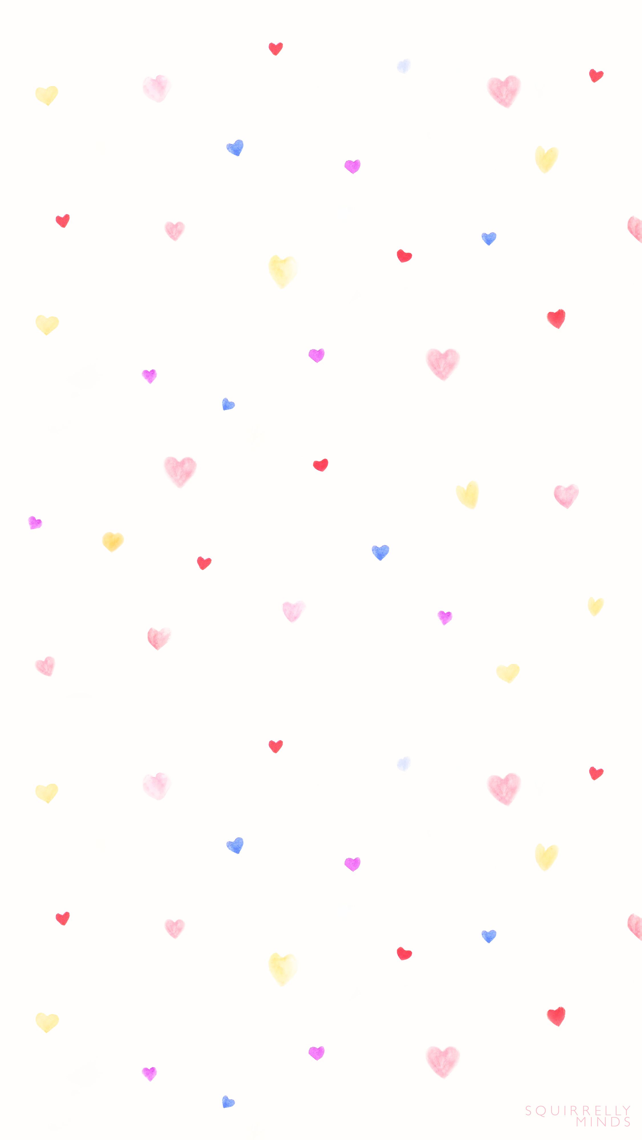 2251x4000 Watercolor Hearts Valentine's Day Wallpaper Downloads - Squirrelly ... Wallpaper