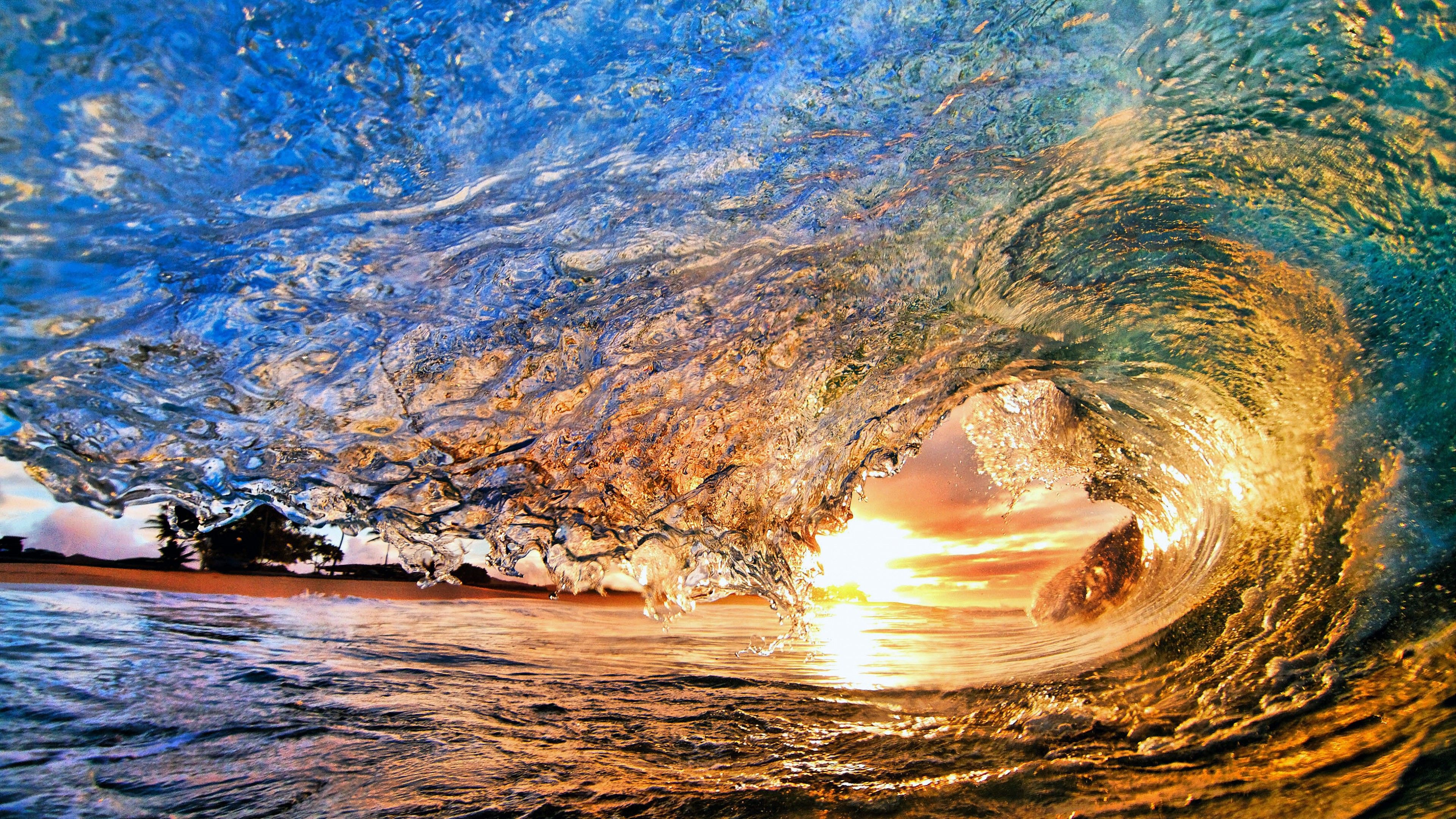 3840x2160 Wallpaper Sea, 4k, HD wallpaper, Ocean, Water, sunset, sunrise, sun, wave, Nature on WallpaperBat