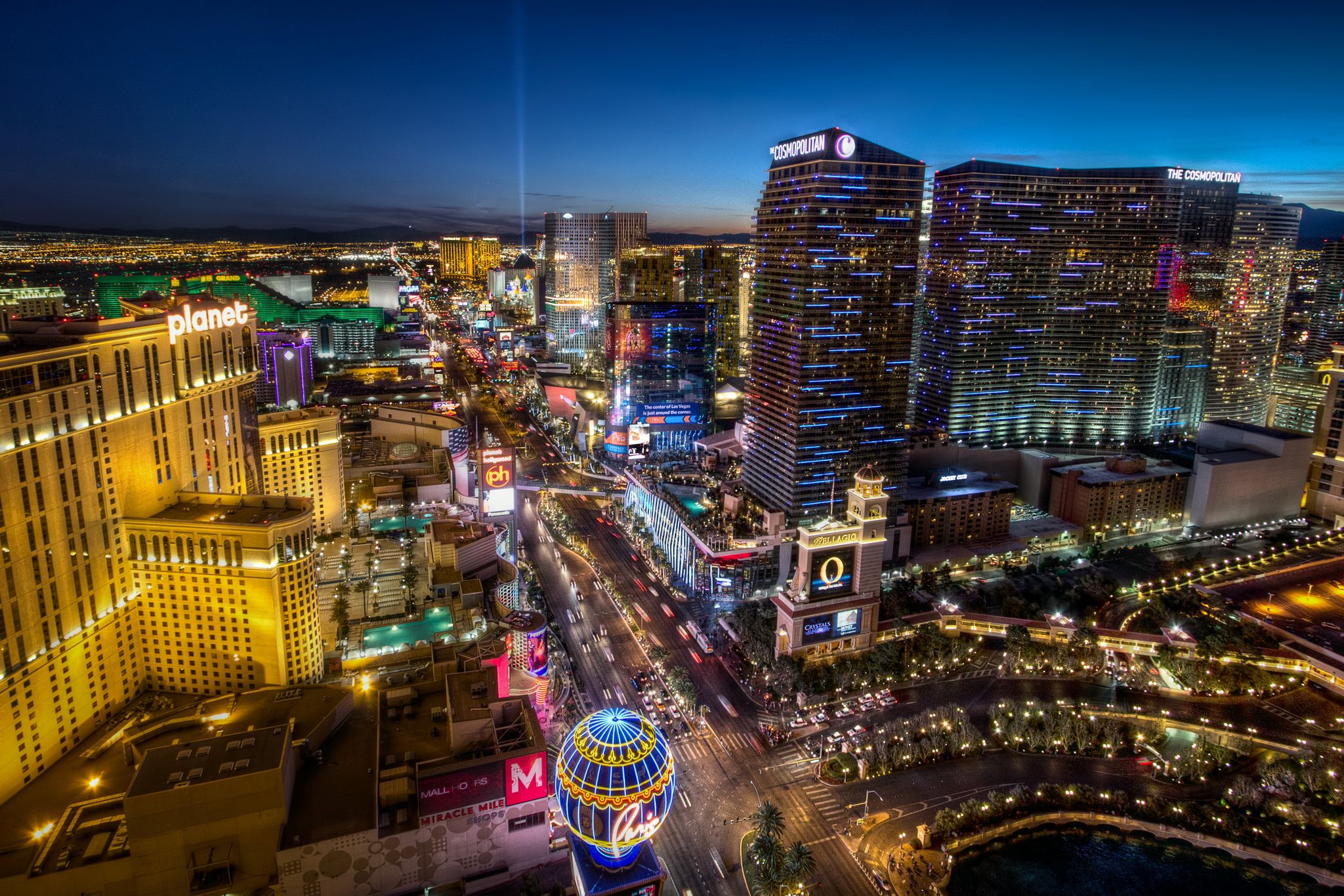 2048x1366 Free download Las Vegas Strip hdr buildings signs neon roads ... Wallpaper