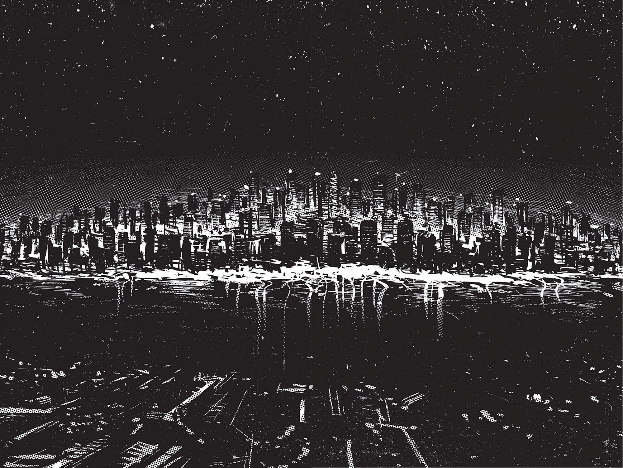 Черно белая обложка для вк. Тёмный город. Черный город. Город абстракция. Ночной город арт.